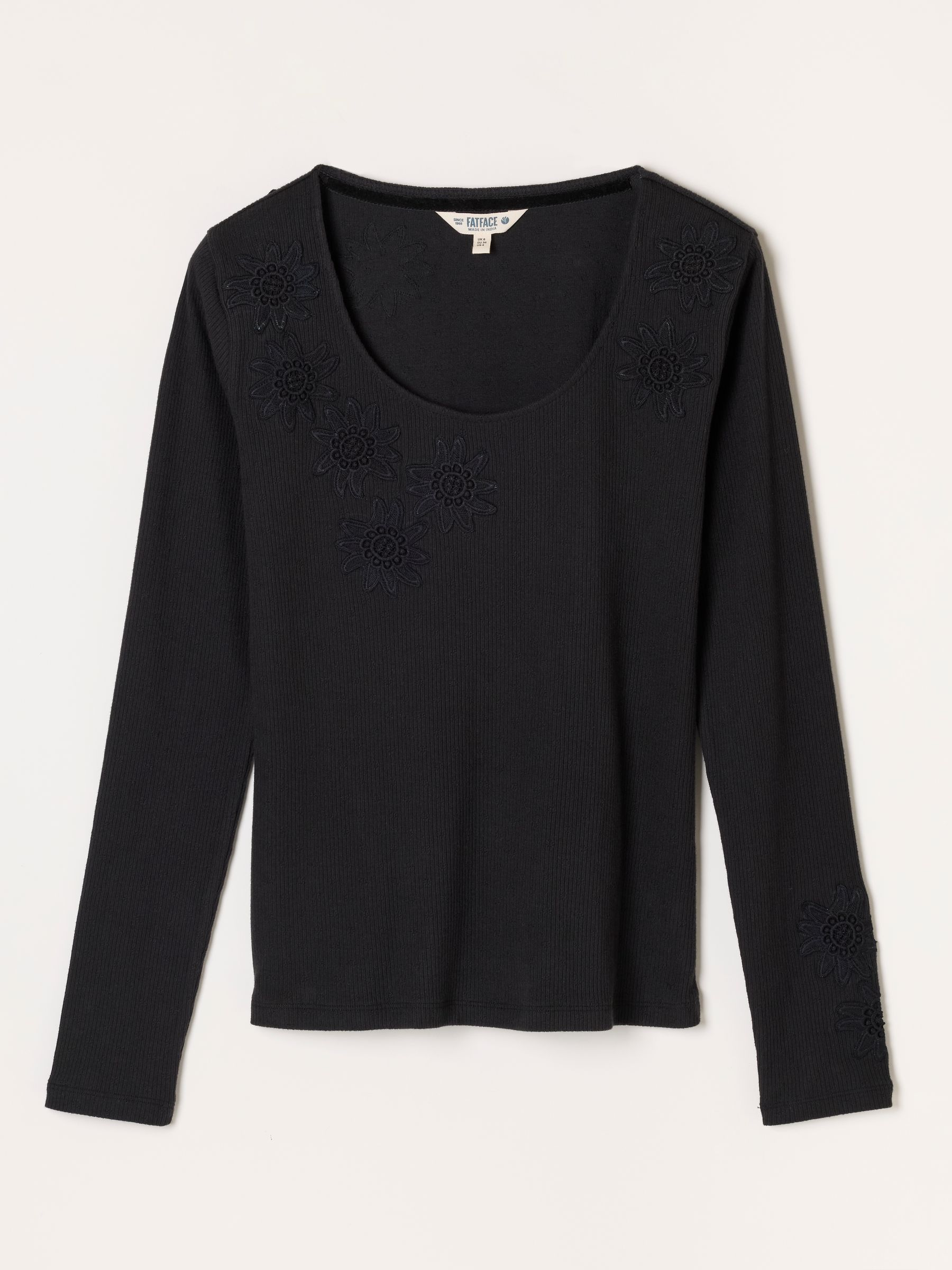 Edie Black Applique Floral Top - Image 6 of 6 Edie Black Applique Floral Top - Image 6 of 6