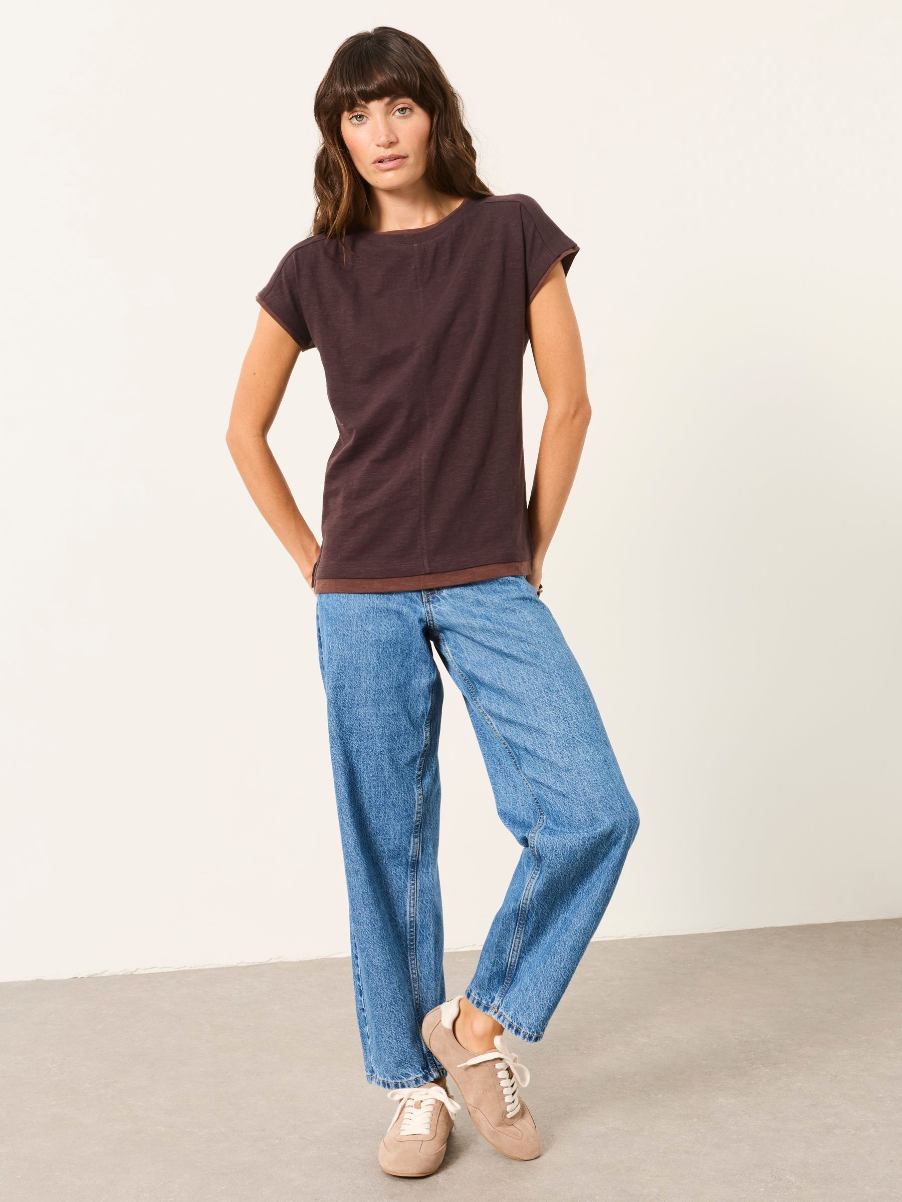 Molly Chocolate Brown Mock Layer Short Sleeve T-Shirt - Image 4 of 6