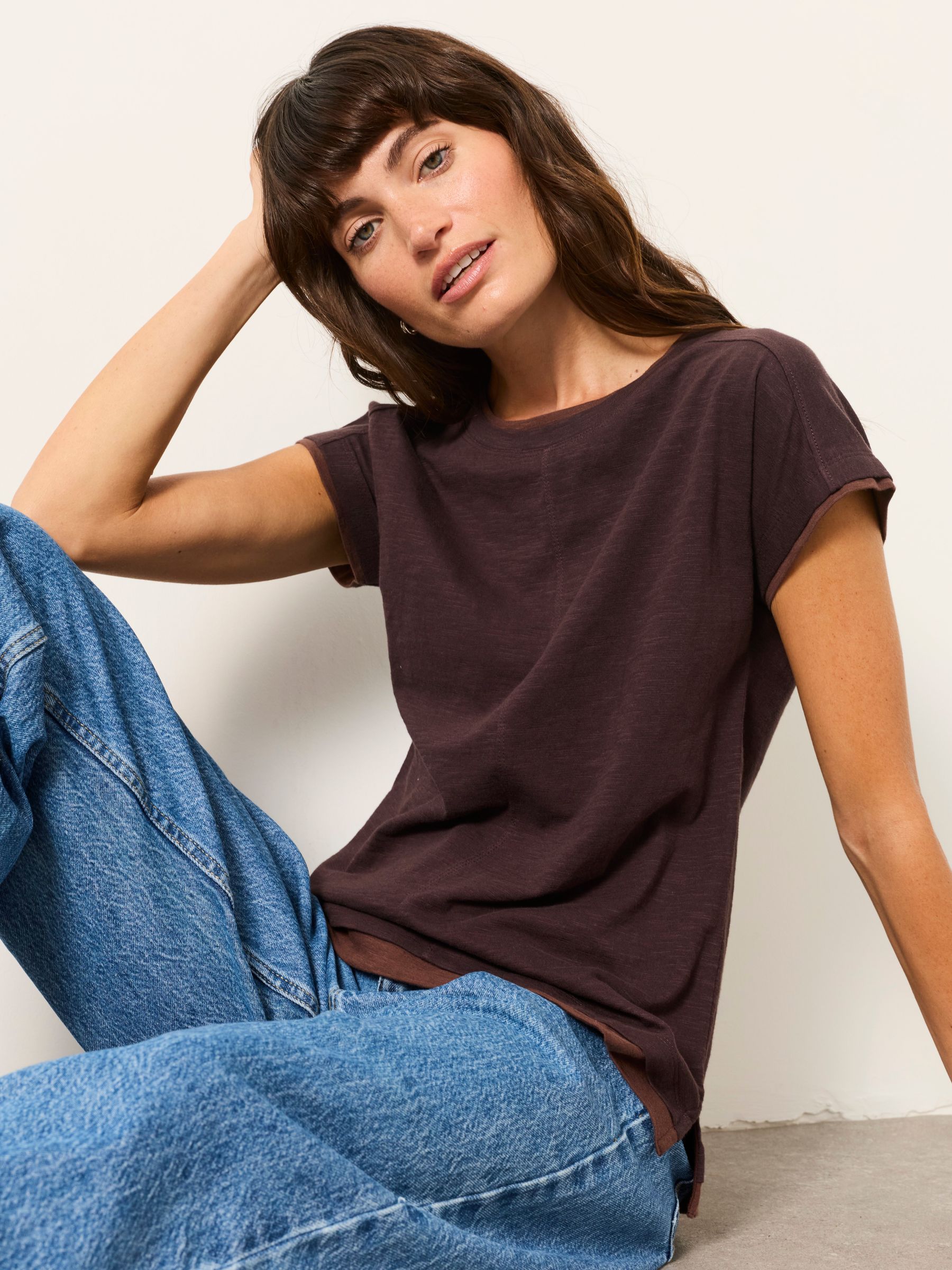Molly Chocolate Brown Mock Layer Short Sleeve T-Shirt - Image 5 of 6