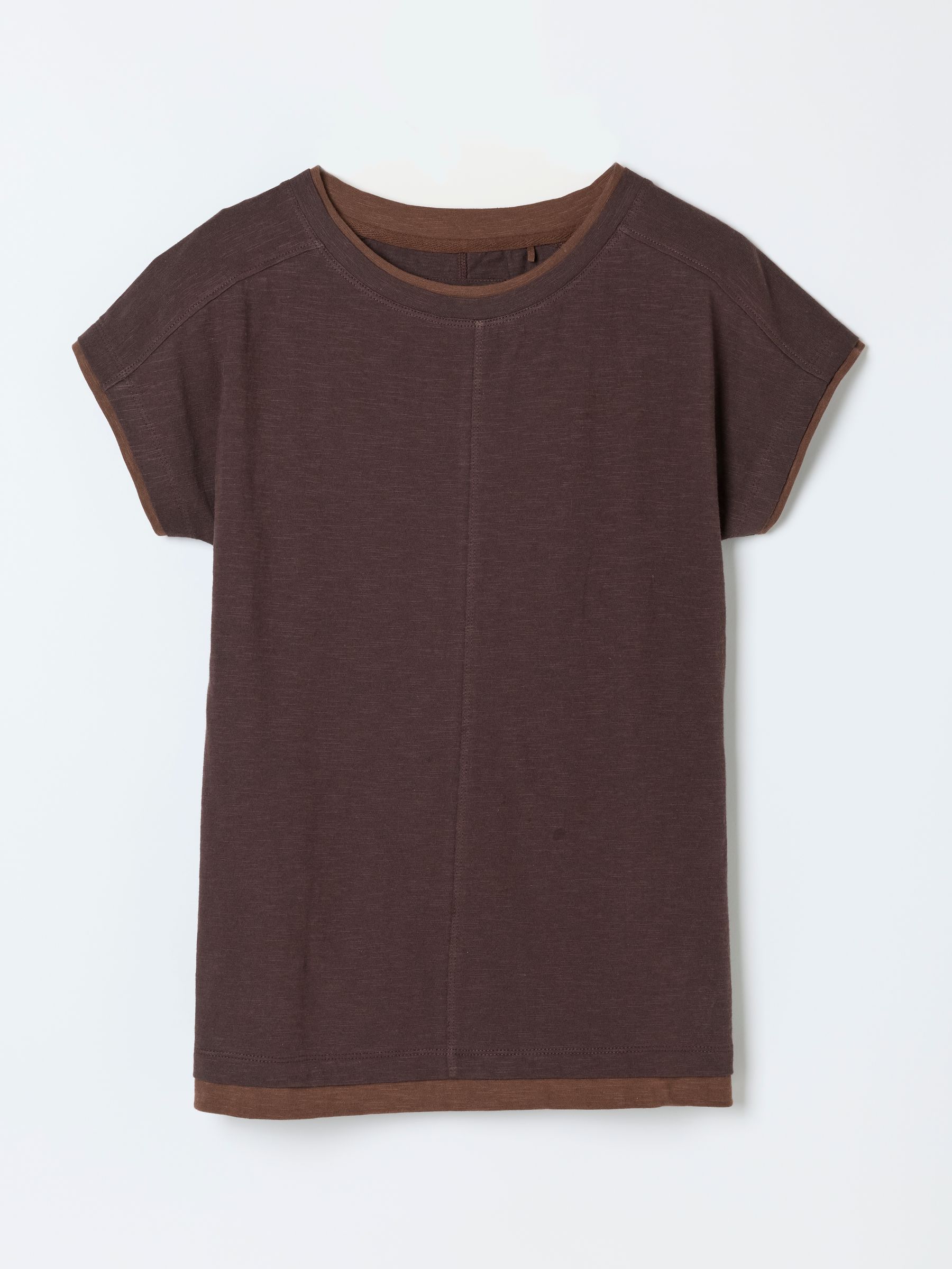 Molly Chocolate Brown Mock Layer Short Sleeve T-Shirt - Image 6 of 6 Molly Chocolate Brown Mock Layer Short Sleeve T-Shirt - Image 6 of 6