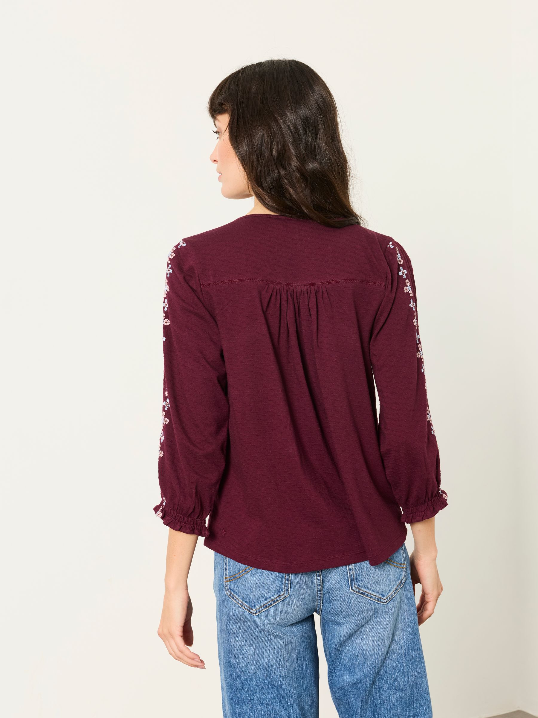 Harper Burgundy Red Embroidered Top - Image 2 of 5 Harper Burgundy Red Embroidered Top - Image 2 of 5