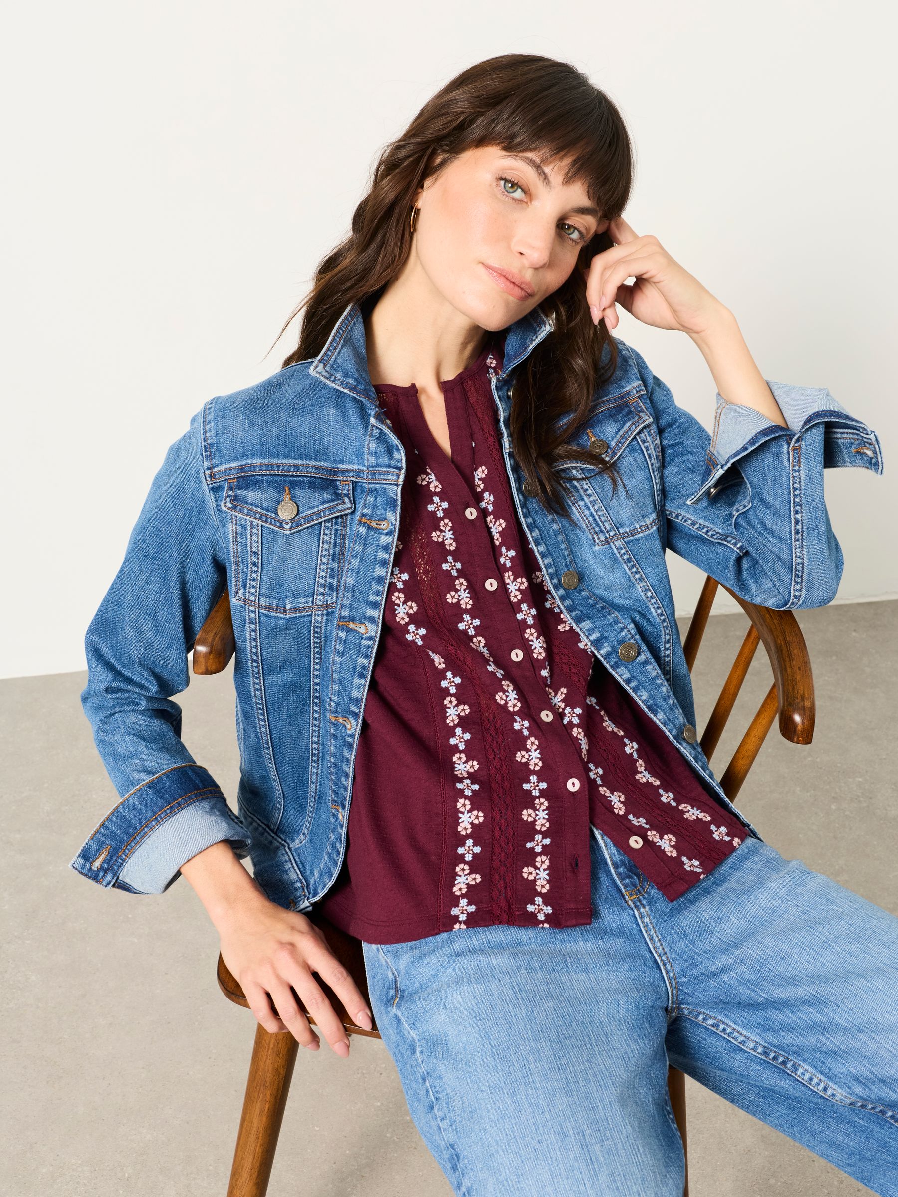 Harper Burgundy Red Embroidered Top - Image 4 of 5
