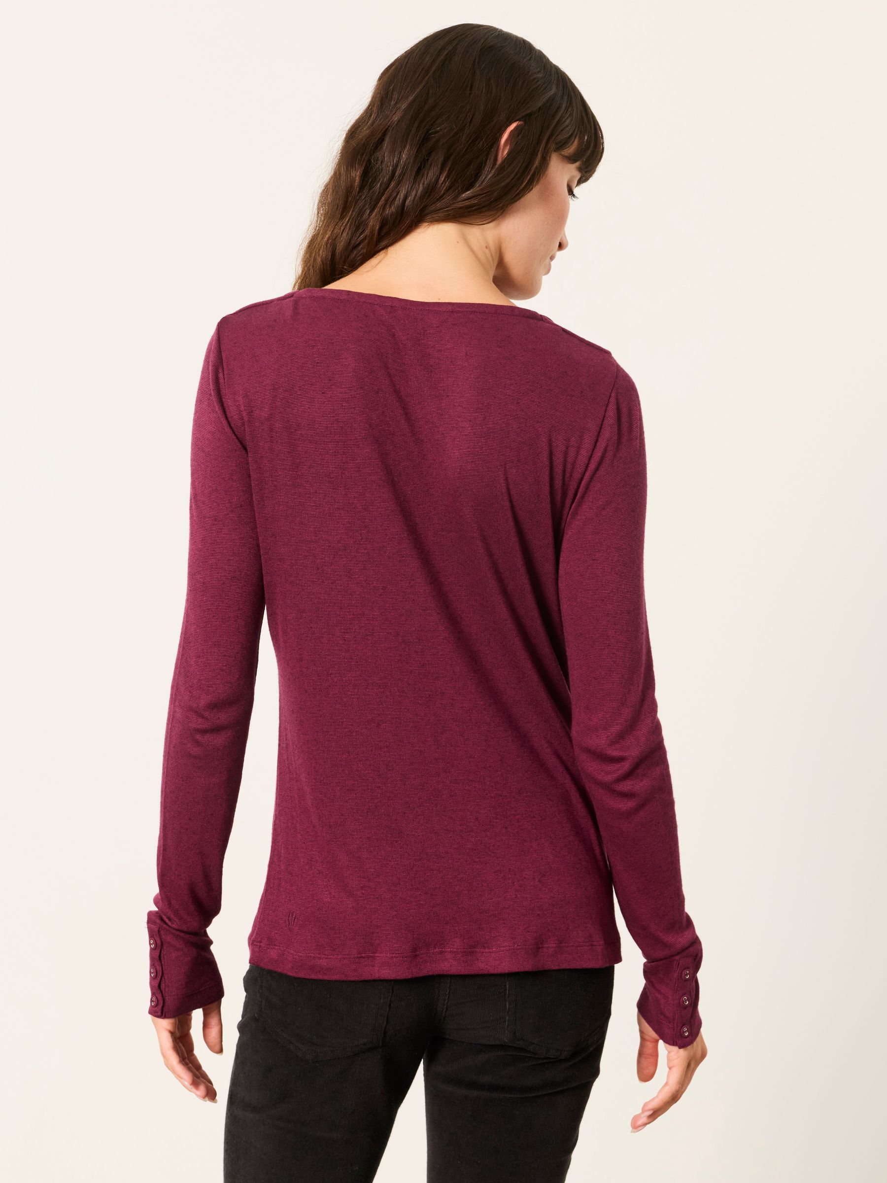 Lola Plum Purple Long Sleeve Cowl Neck Top - Image 2 of 6