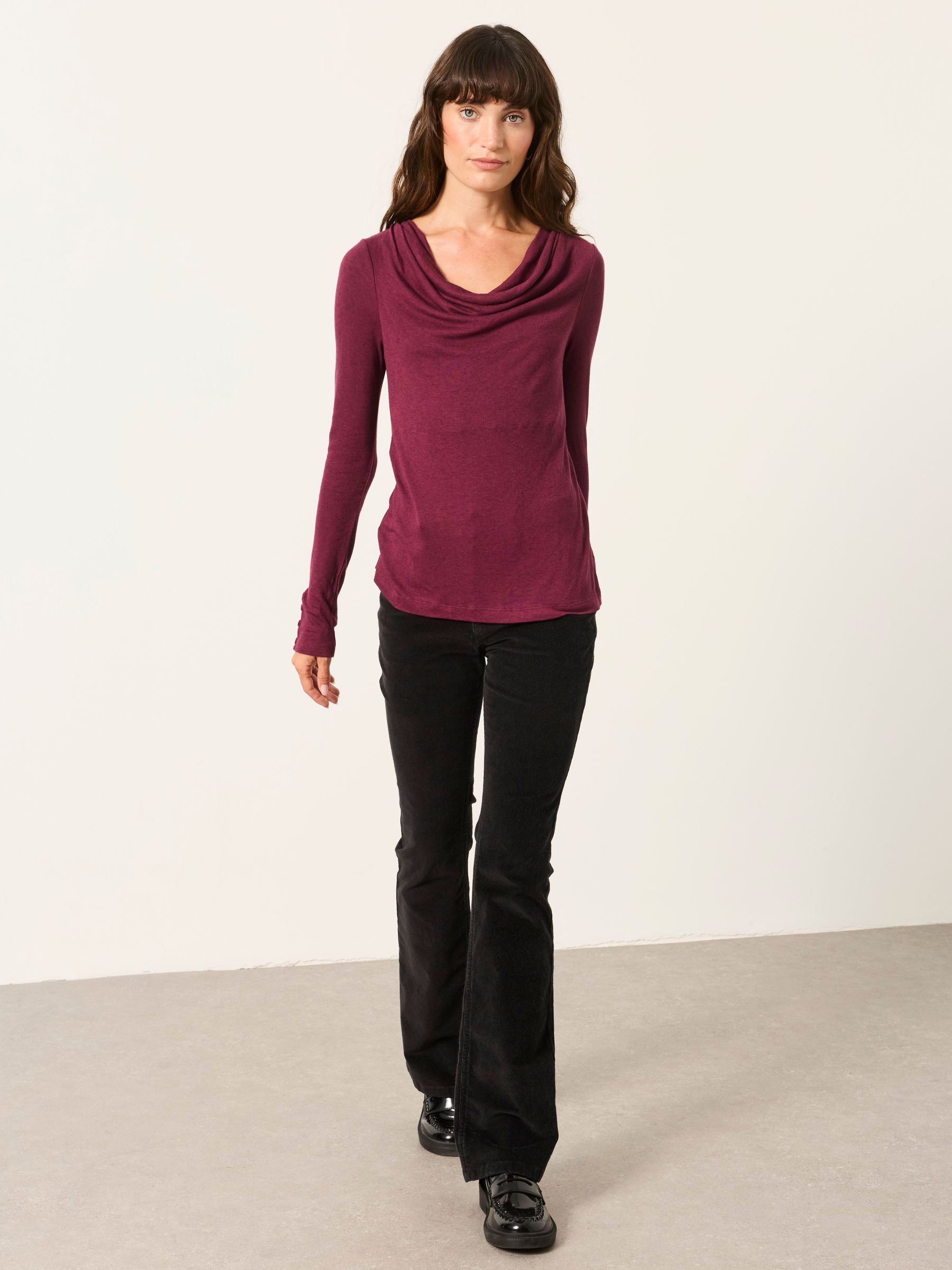 Lola Plum Purple Long Sleeve Cowl Neck Top - Image 4 of 6