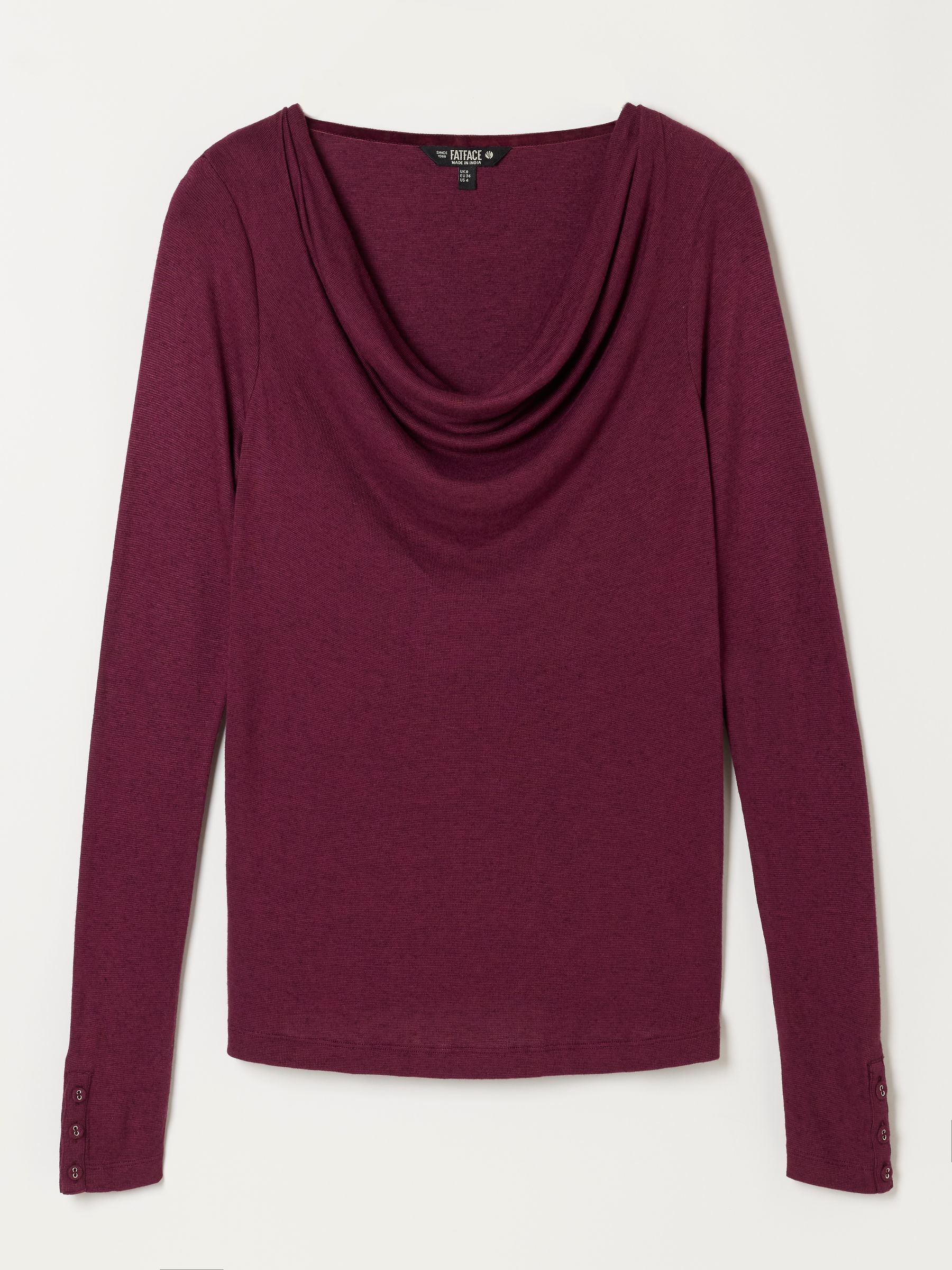 Lola Plum Purple Long Sleeve Cowl Neck Top - Image 6 of 6