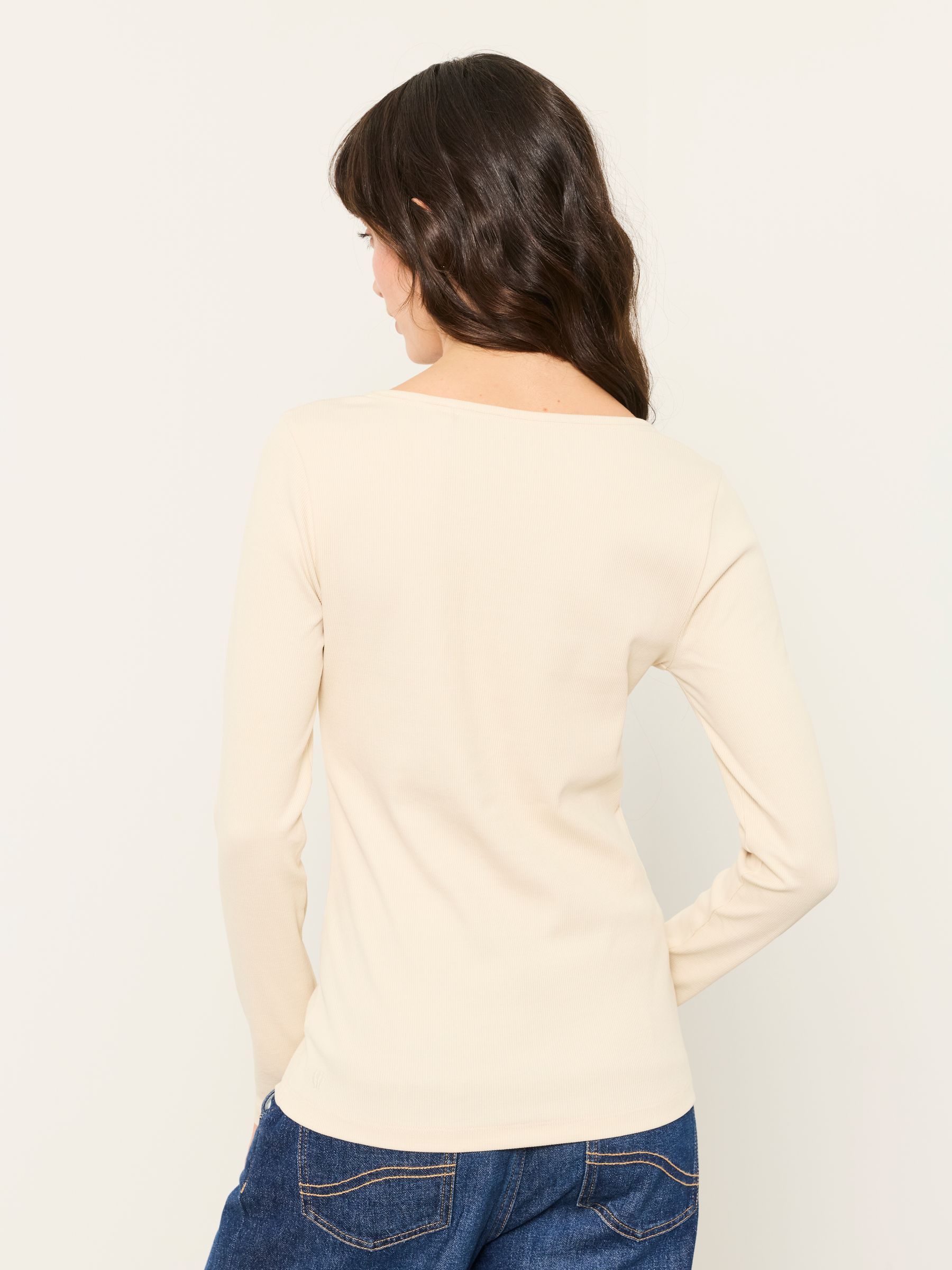Bethan Ecru Button Ribbed Long Sleeve Top - Image 2 of 5 Bethan Ecru Button Ribbed Long Sleeve Top - Image 2 of 5