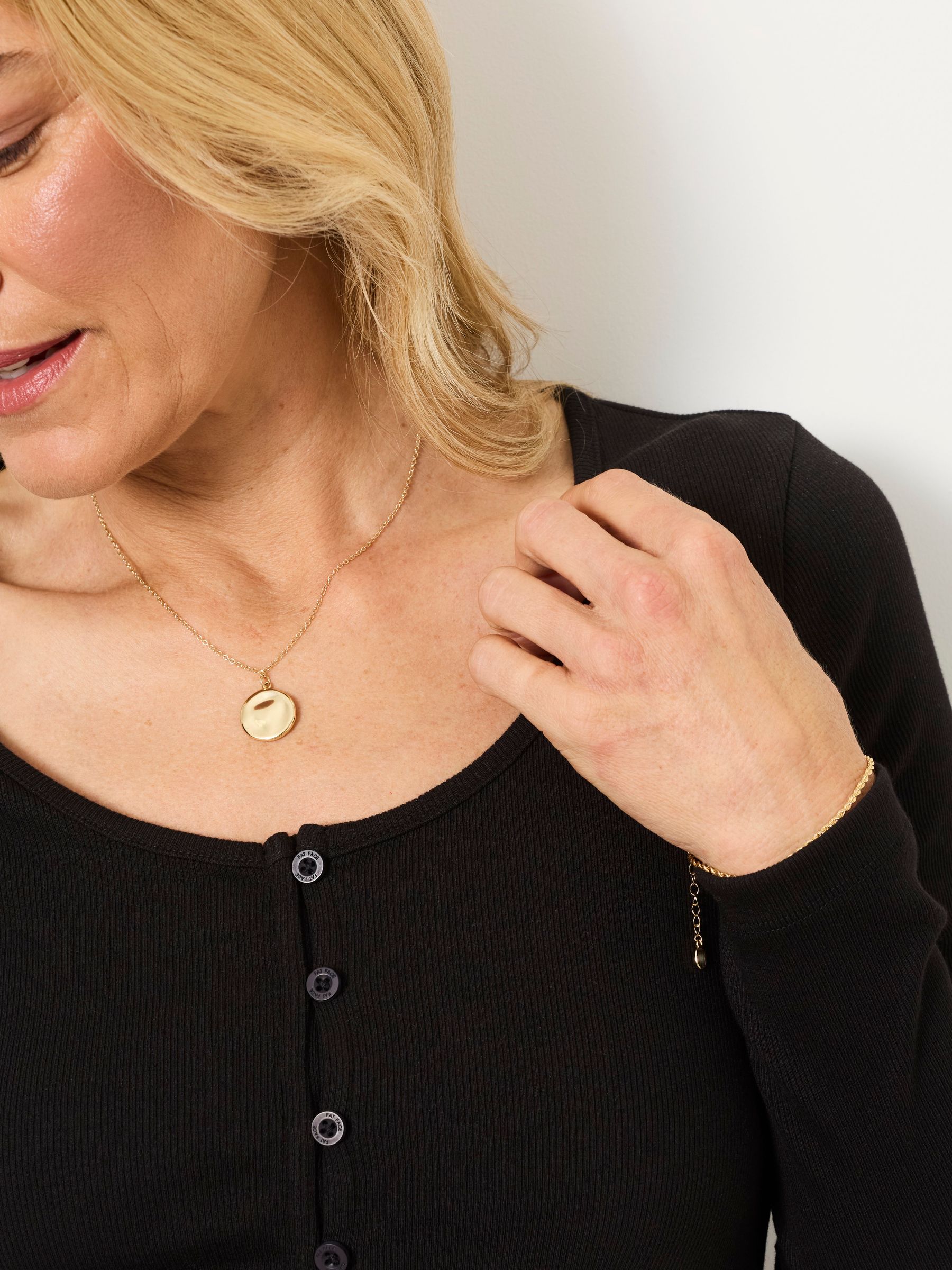 Bethan Black Button Ribbed Long Sleeve Top - Image 3 of 6