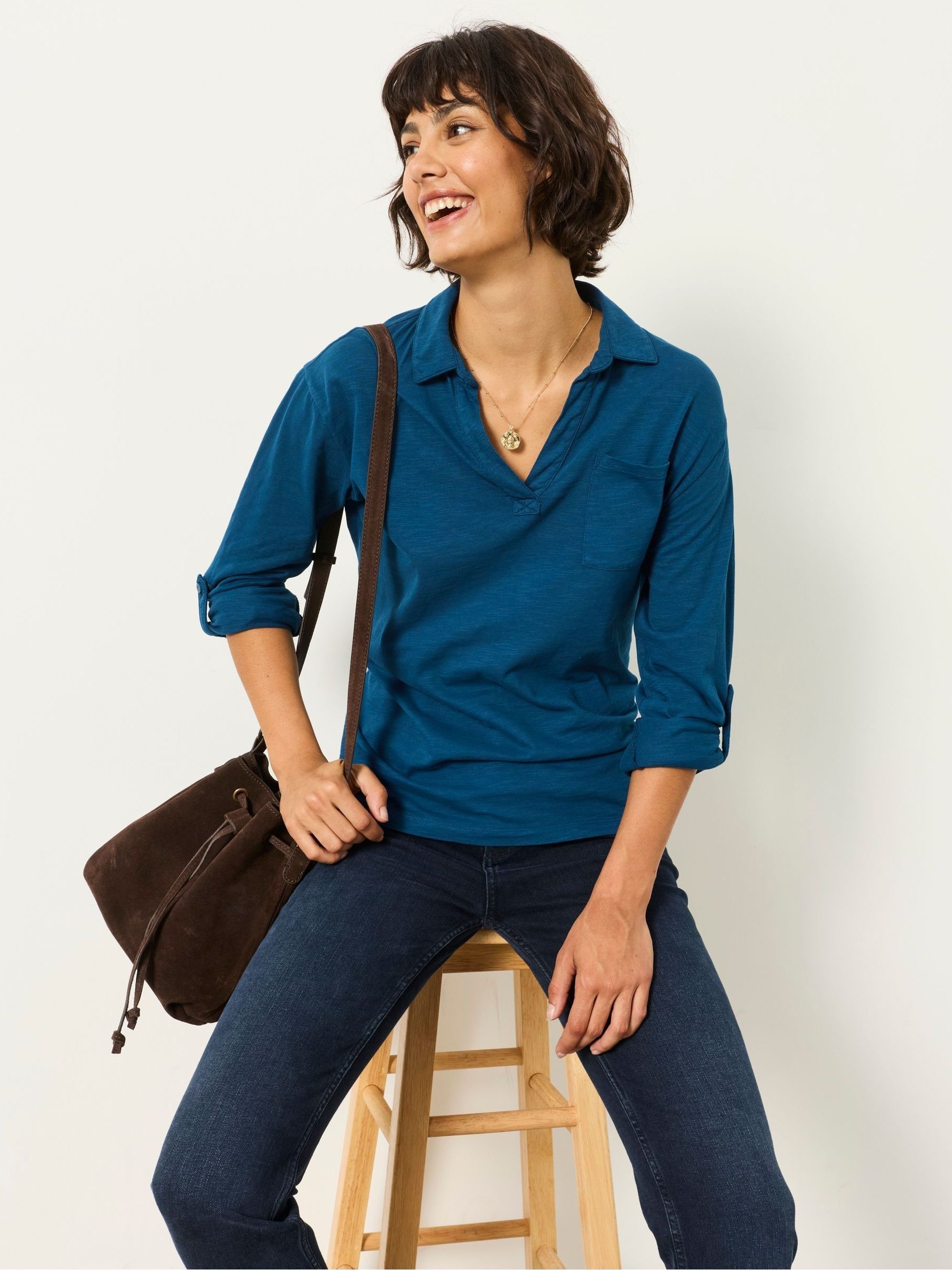 Paige Indigo Blue Jersey Shirt - Image 5 of 5 Paige Indigo Blue Jersey Shirt - Image 5 of 5