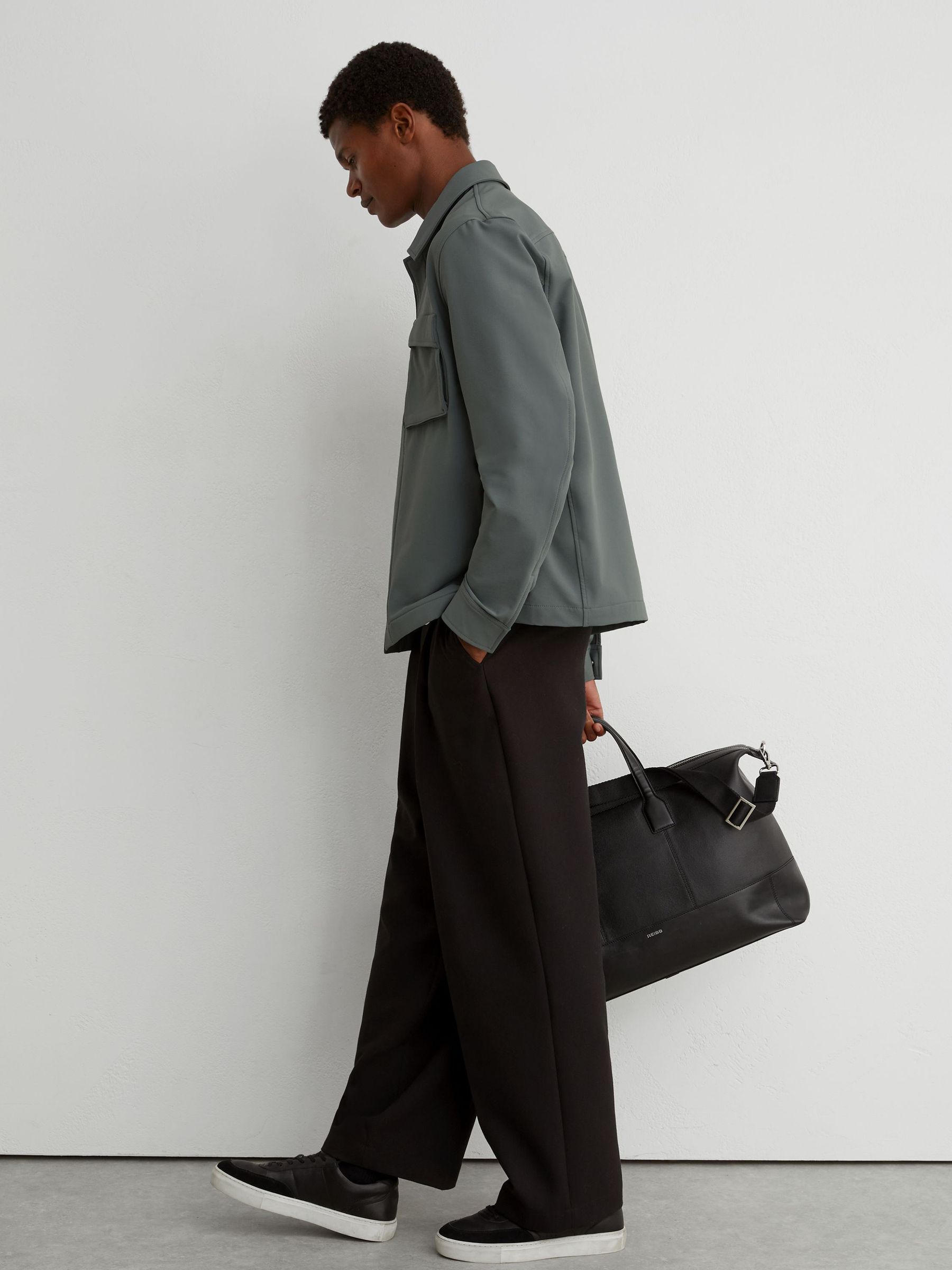 Technical Twin-Pocket Overshirt in Soft Sage Green - Image 3 of 8