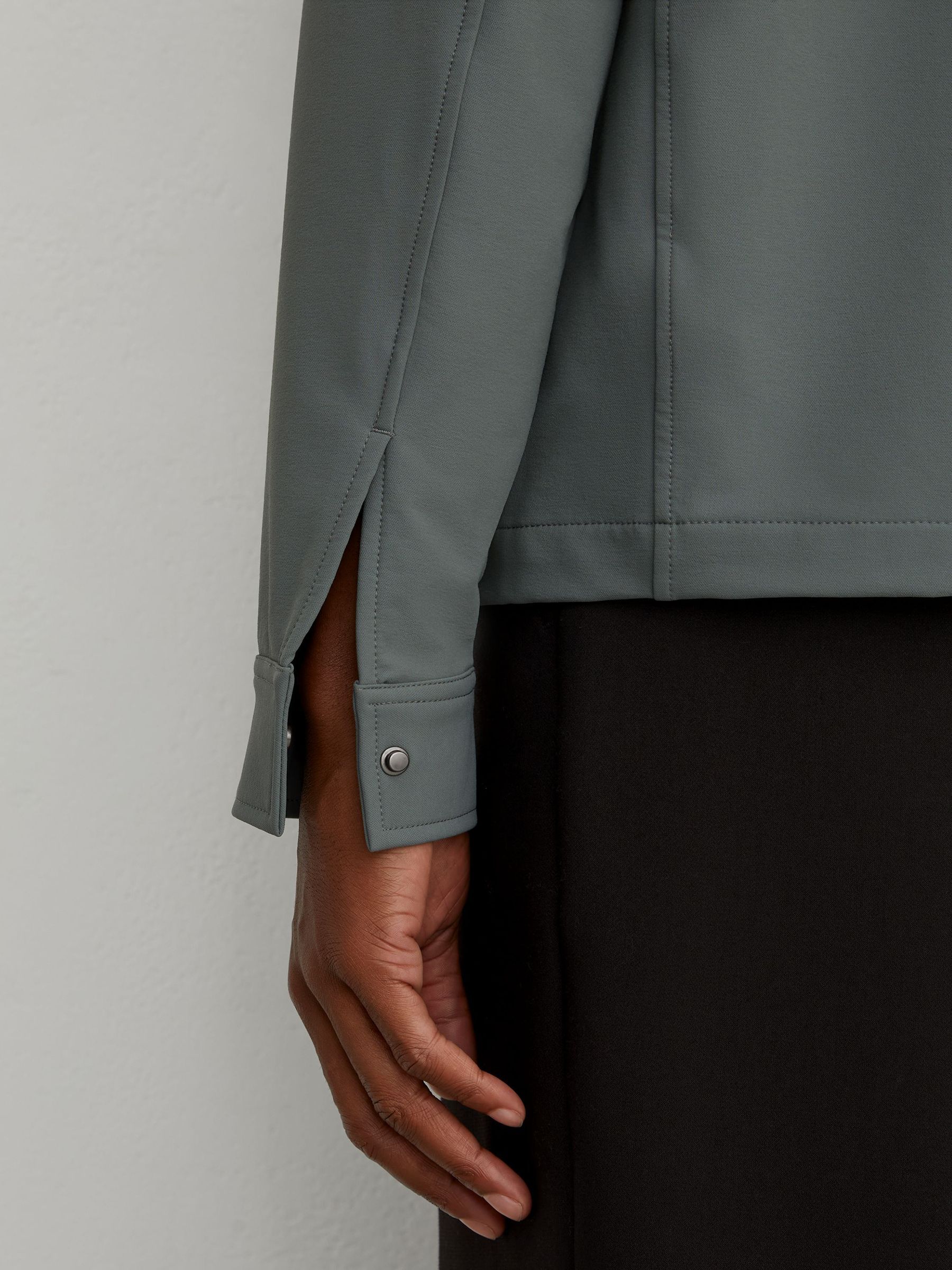 Technical Twin-Pocket Overshirt in Soft Sage Green - Image 4 of 8