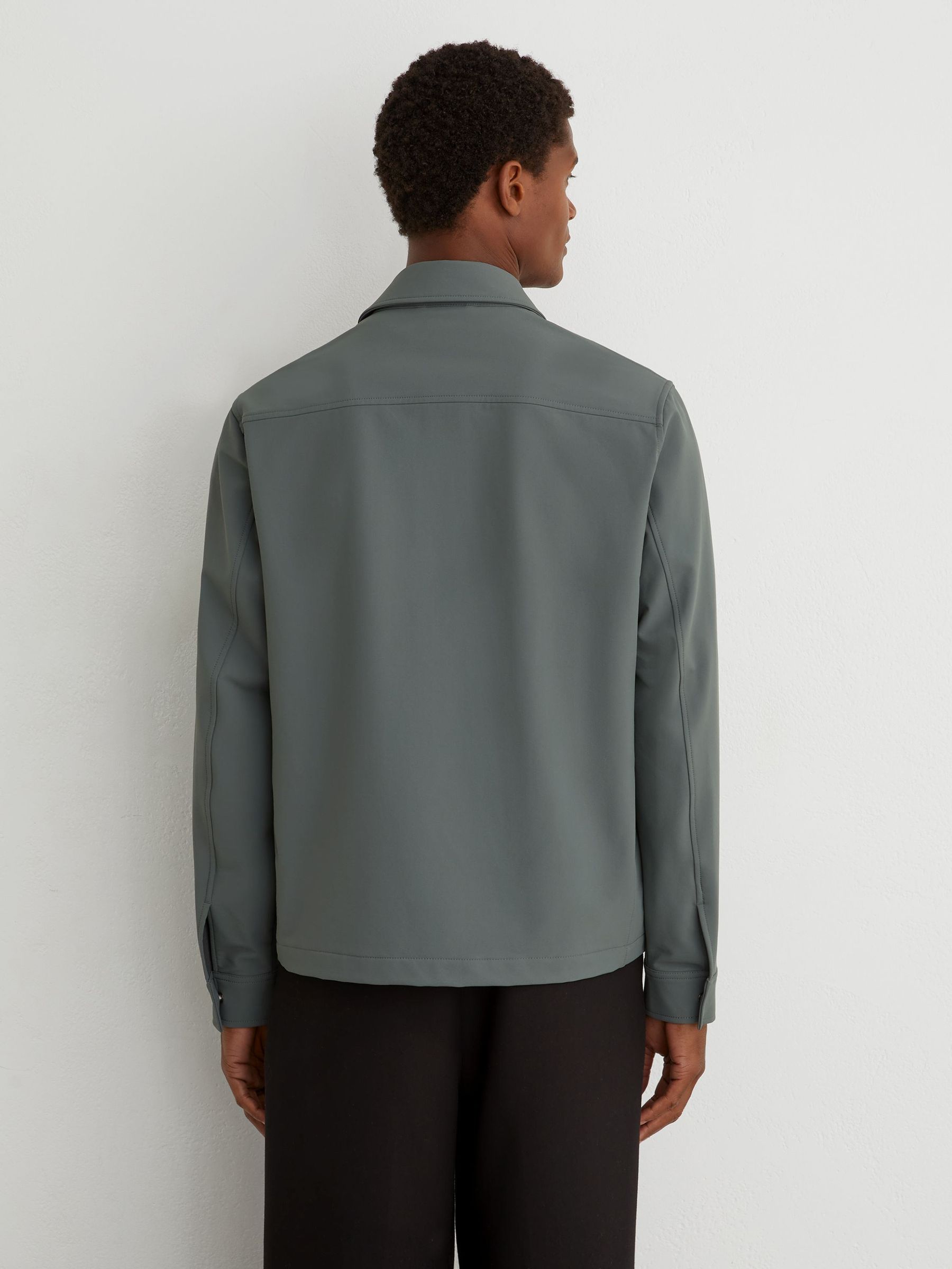 Technical Twin-Pocket Overshirt in Soft Sage Green - Image 5 of 8