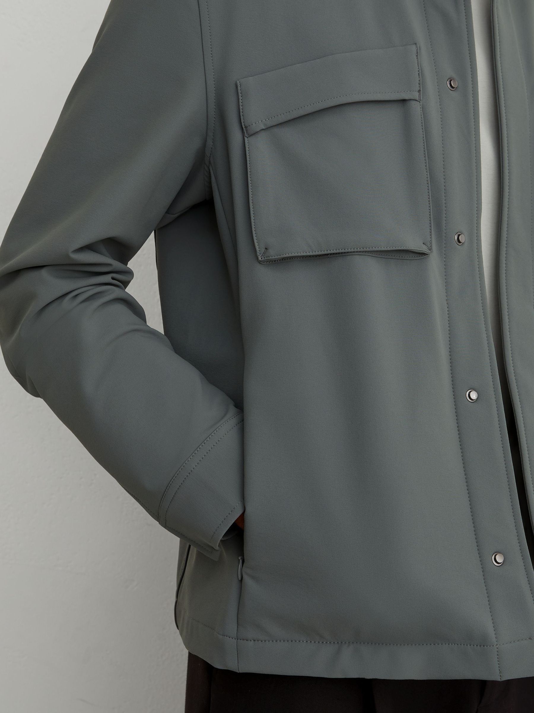 Technical Twin-Pocket Overshirt in Soft Sage Green - Image 6 of 8