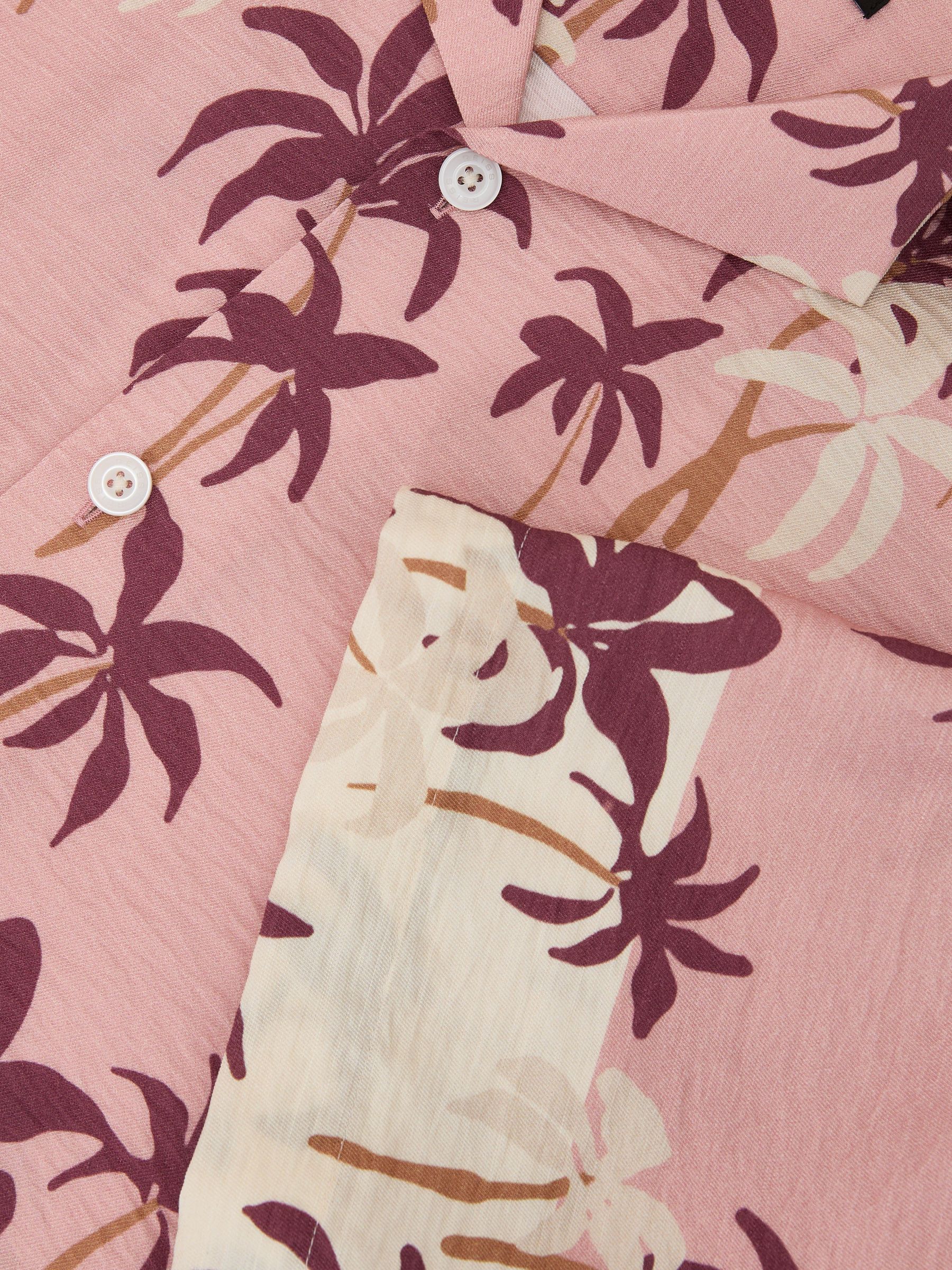 Palm-Print Cuban-Collar Shirt in Pink - Image 6 of 6
