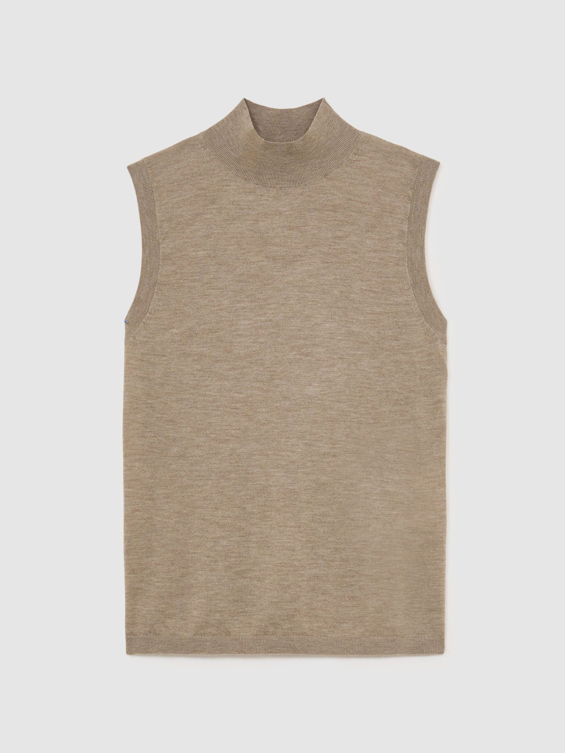 Merino Wool Funnel-Neck Sleeveless Top in Neutral - Image 2 of 6