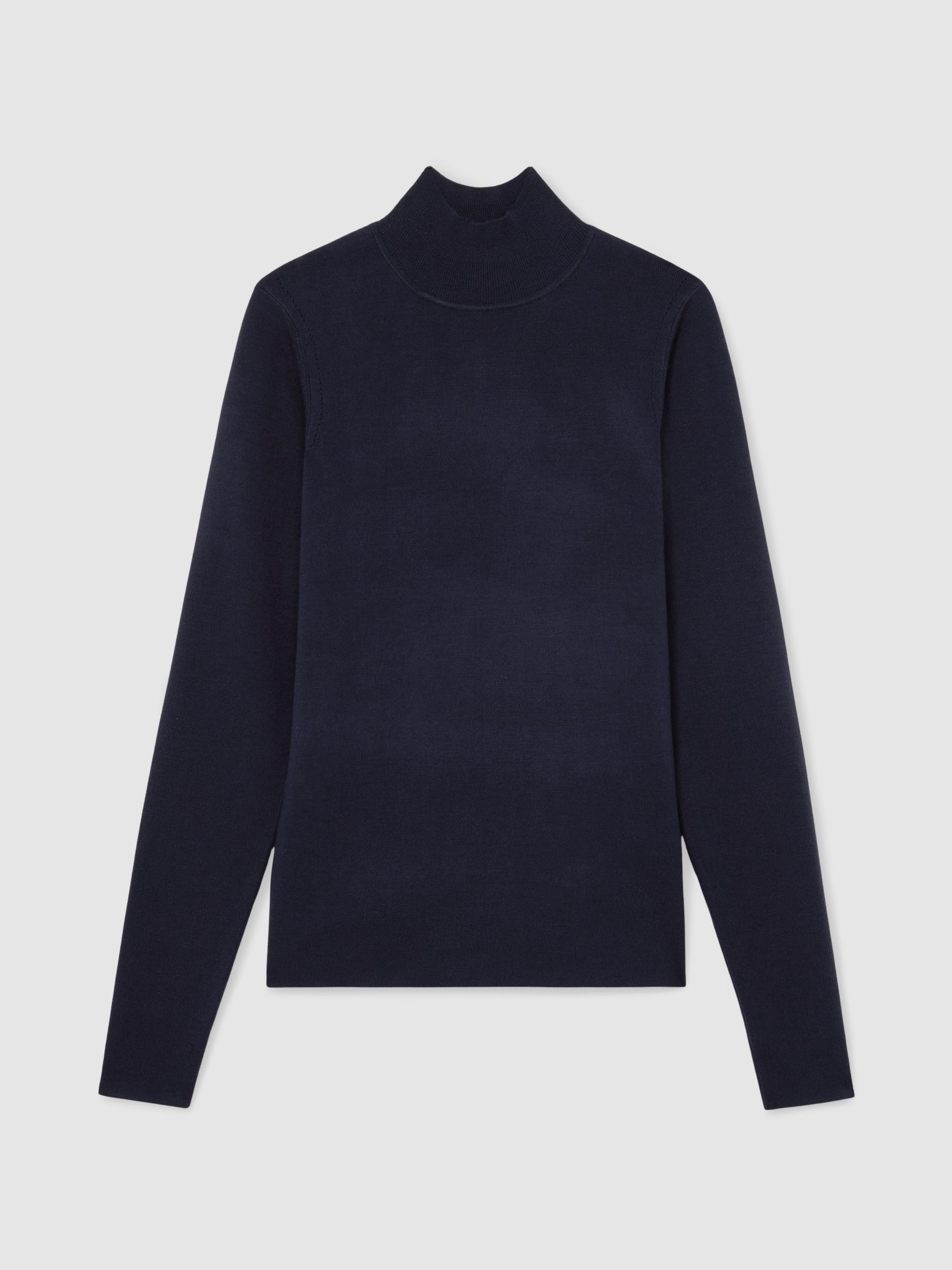 Atelier Silk-Blend Mock-Neck Top in Navy - Image 2 of 6 Atelier Silk-Blend Mock-Neck Top in Navy - Image 2 of 6