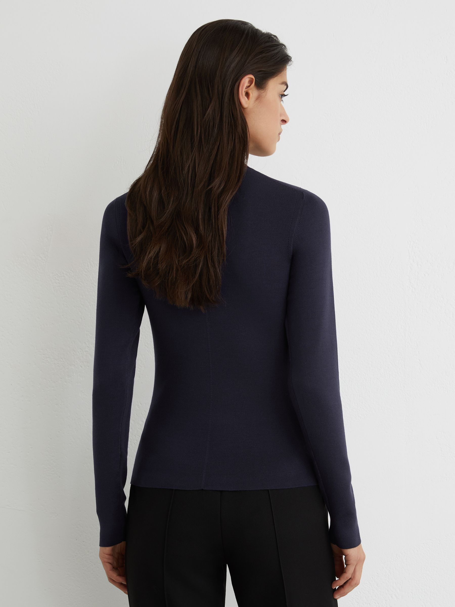 Atelier Silk-Blend Mock-Neck Top in Navy - Image 5 of 6