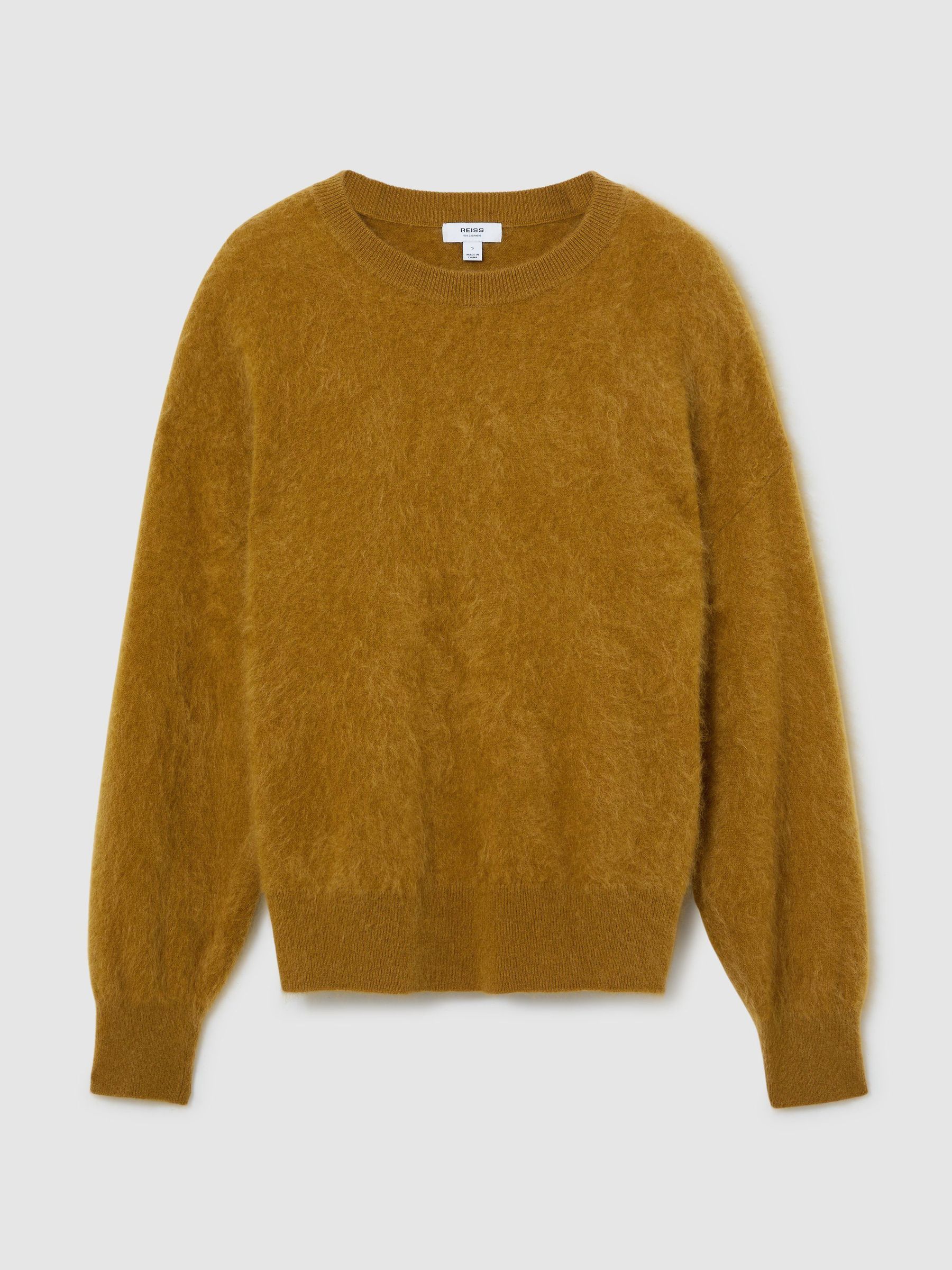 100% Brushed Cashmere Crew-Neck Jumper in Ochre - Obrázek 2 z 7
