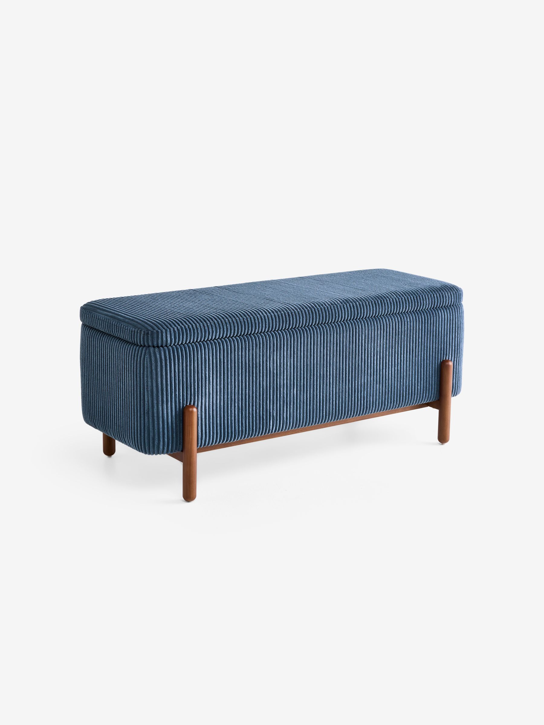Asare Storage Ottoman Bench in Steel Blue Corduroy - Image 4 of 5