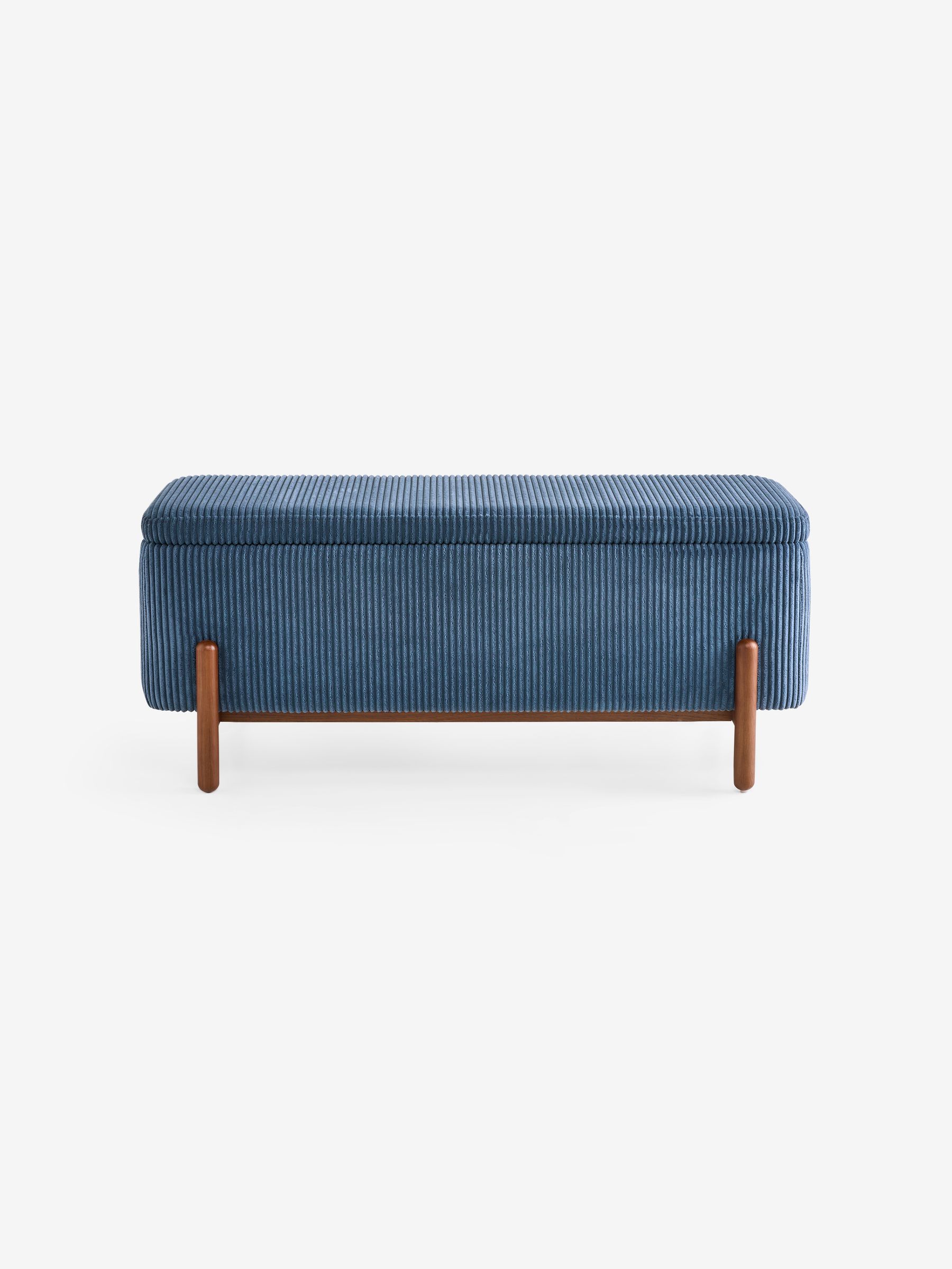 Asare Storage Ottoman Bench in Steel Blue Corduroy - Image 5 of 5