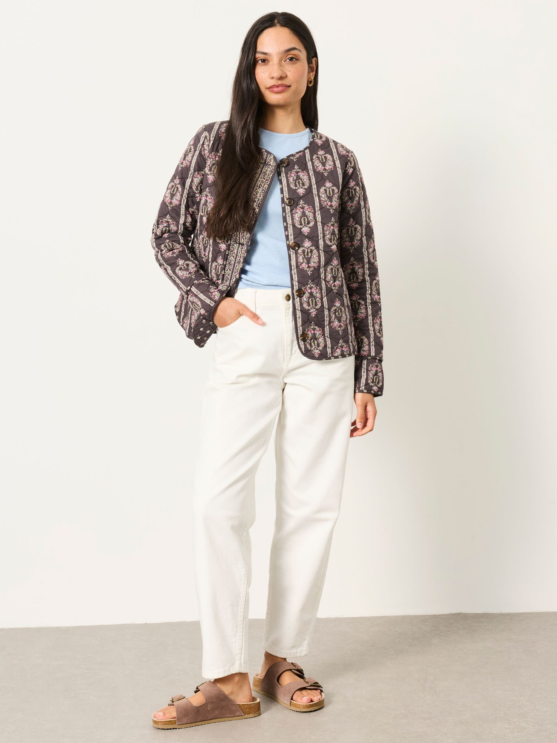 Grey Pink Paisley Petite Quilted Jacket - Image 3 of 6