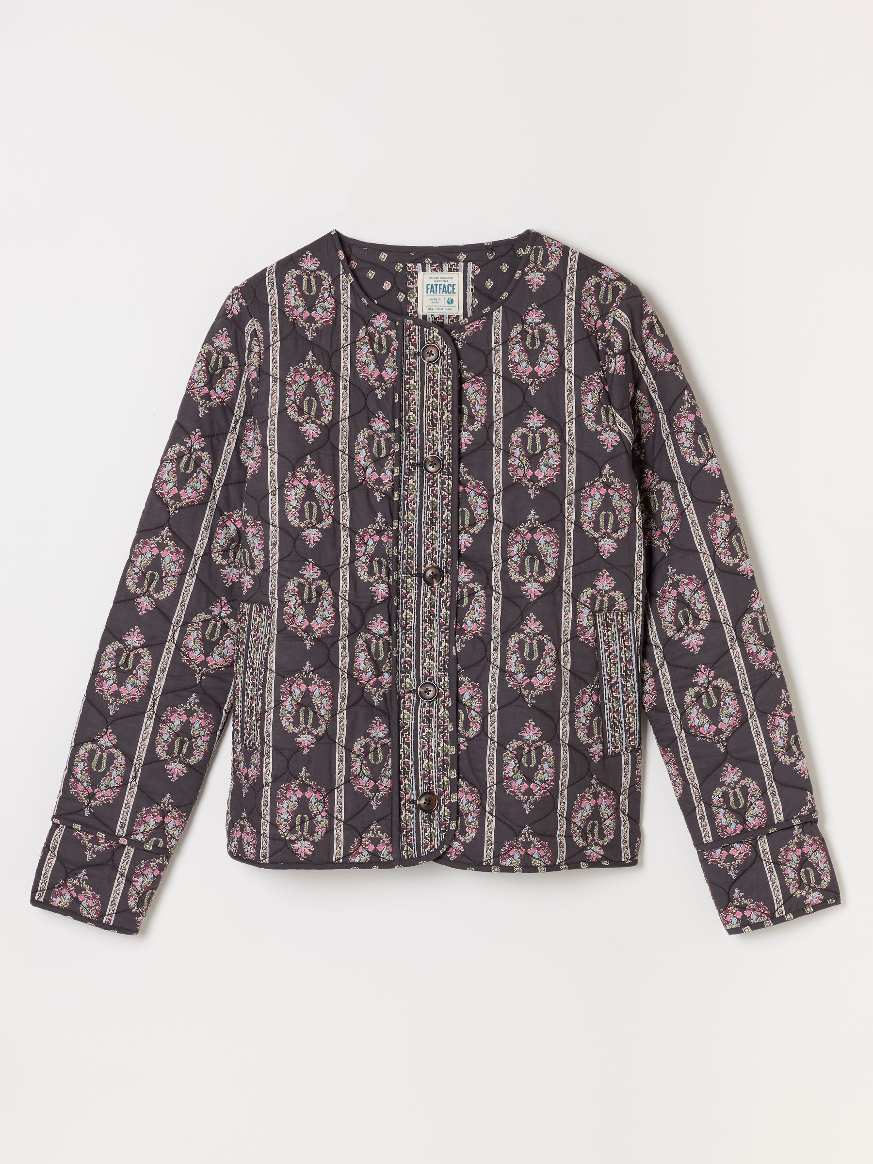 Grey Pink Paisley Petite Quilted Jacket - Image 6 of 6 Grey Pink Paisley Petite Quilted Jacket - Image 6 of 6