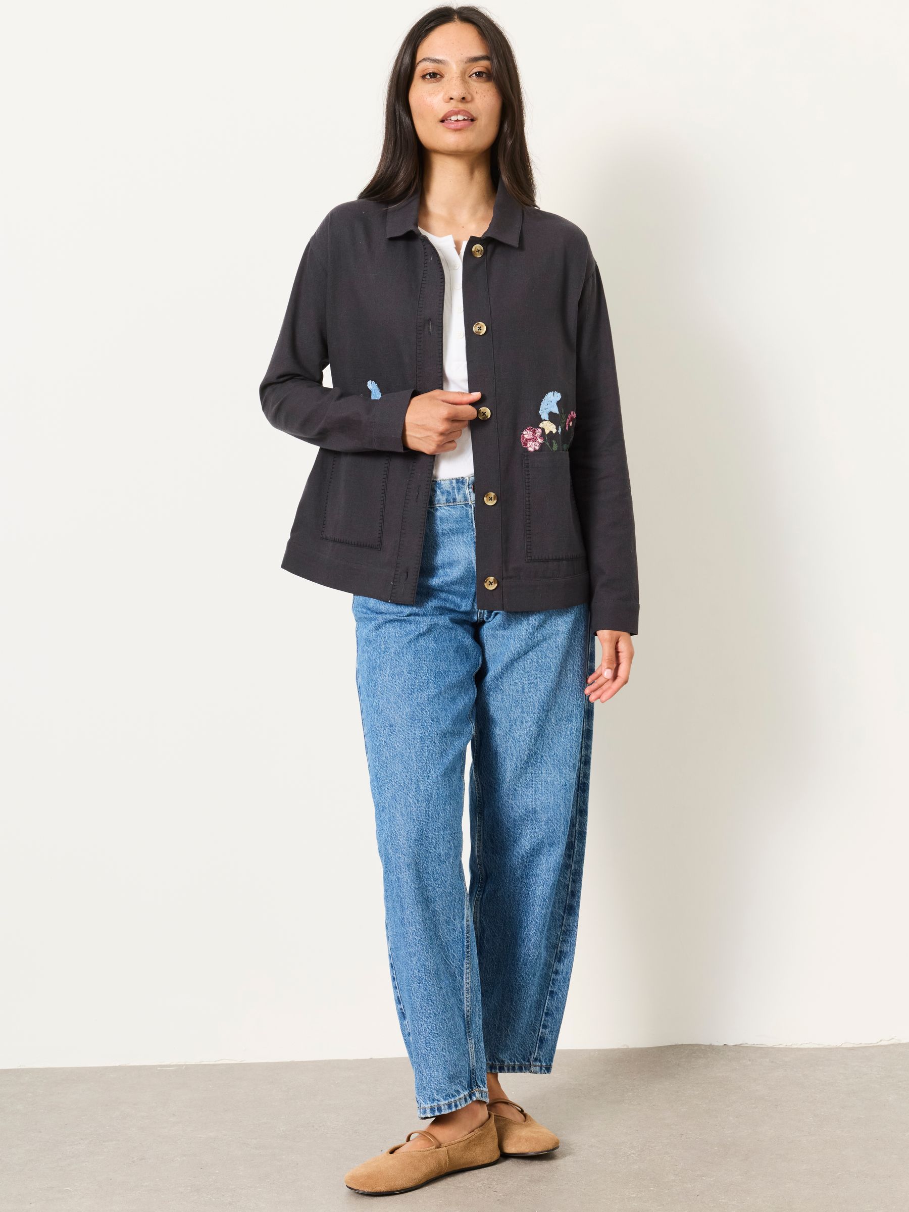 Isabelle Embroidered Jacket in Charcoal Grey - Image 3 of 7