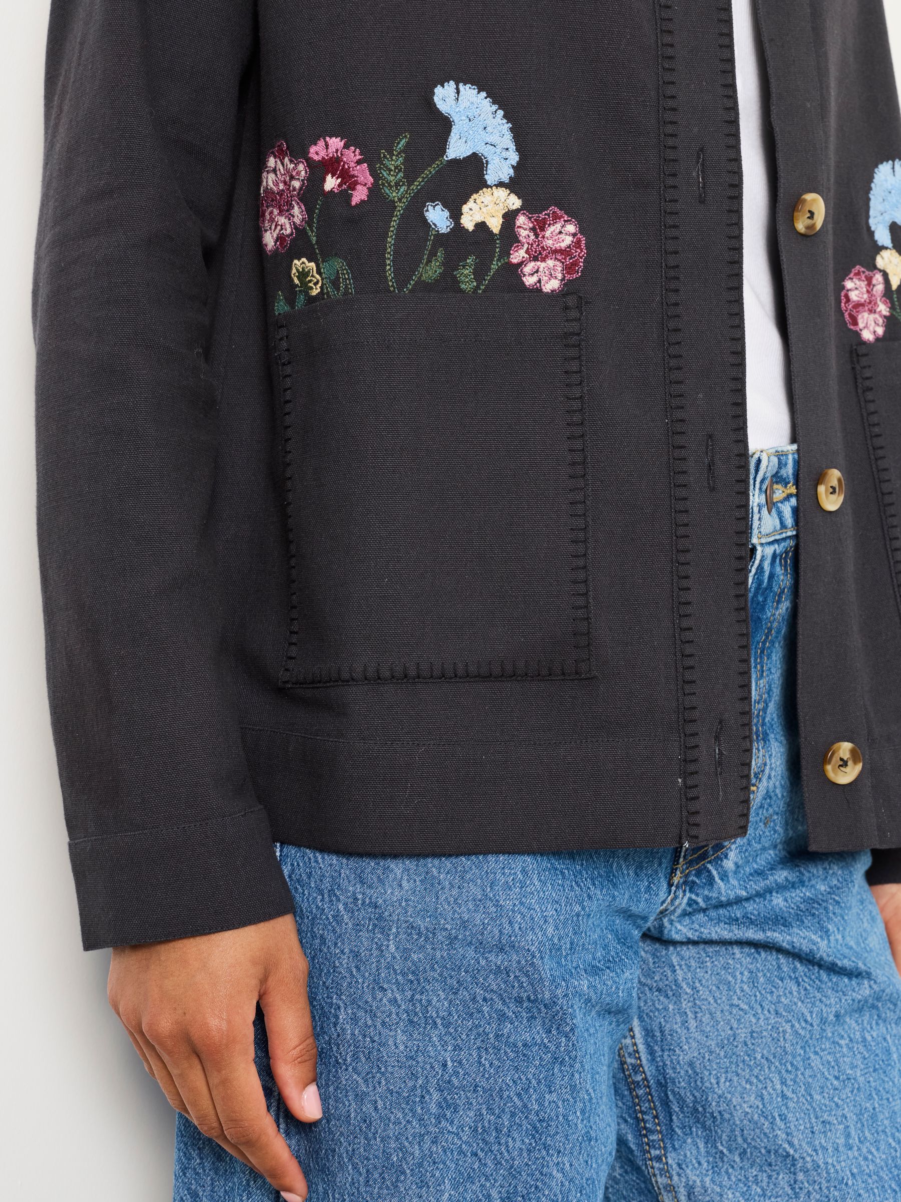 Isabelle Embroidered Jacket in Charcoal Grey - Image 4 of 7