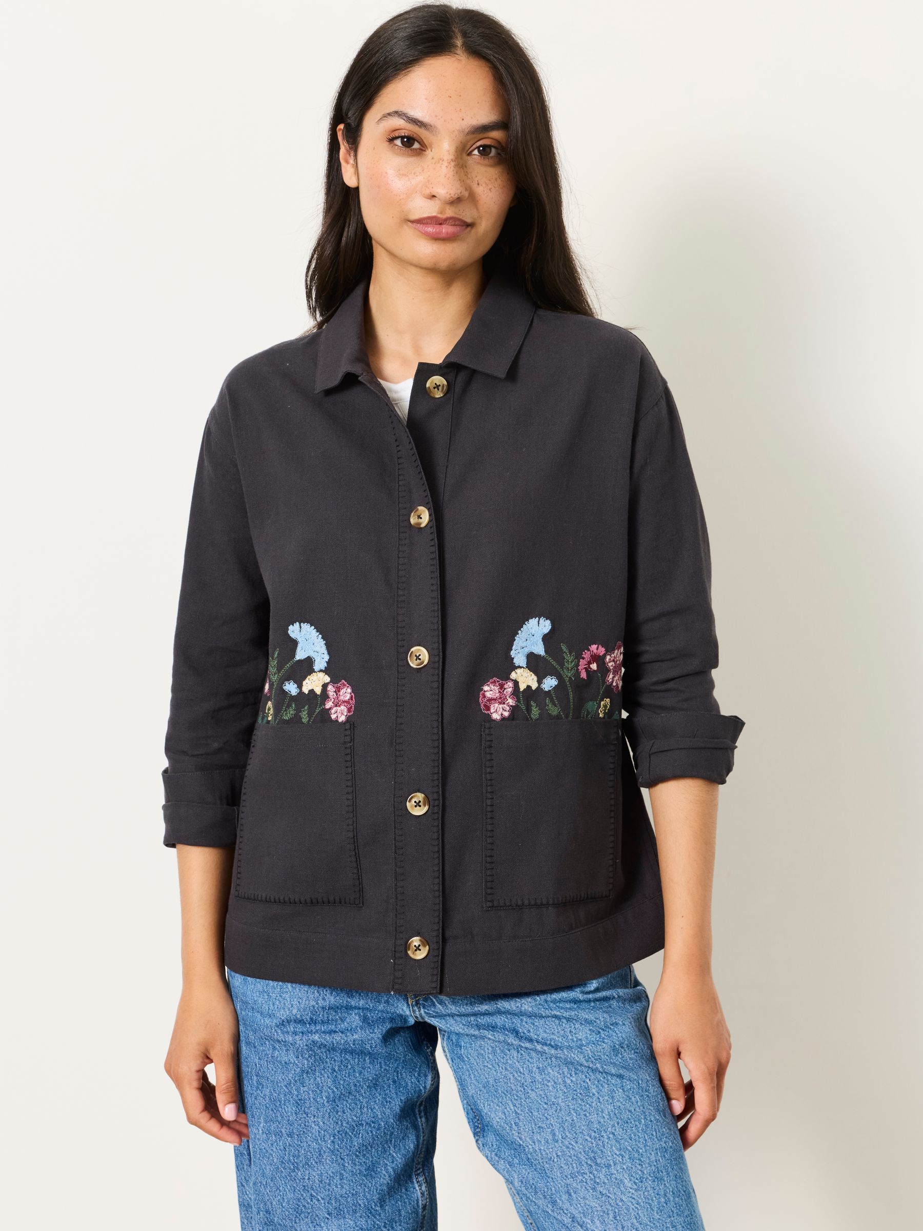 Isabelle Embroidered Jacket in Charcoal Grey - Image 5 of 7