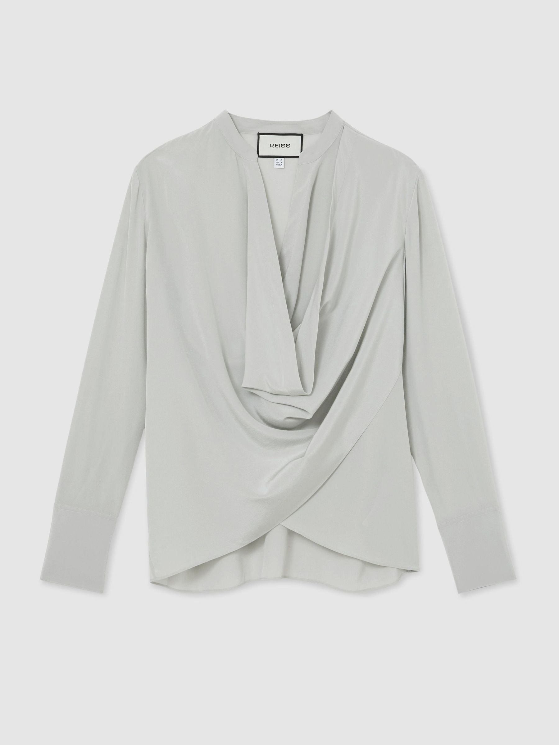 Matte Silk Draped Shirt in Grey - Bild 2 von 6
