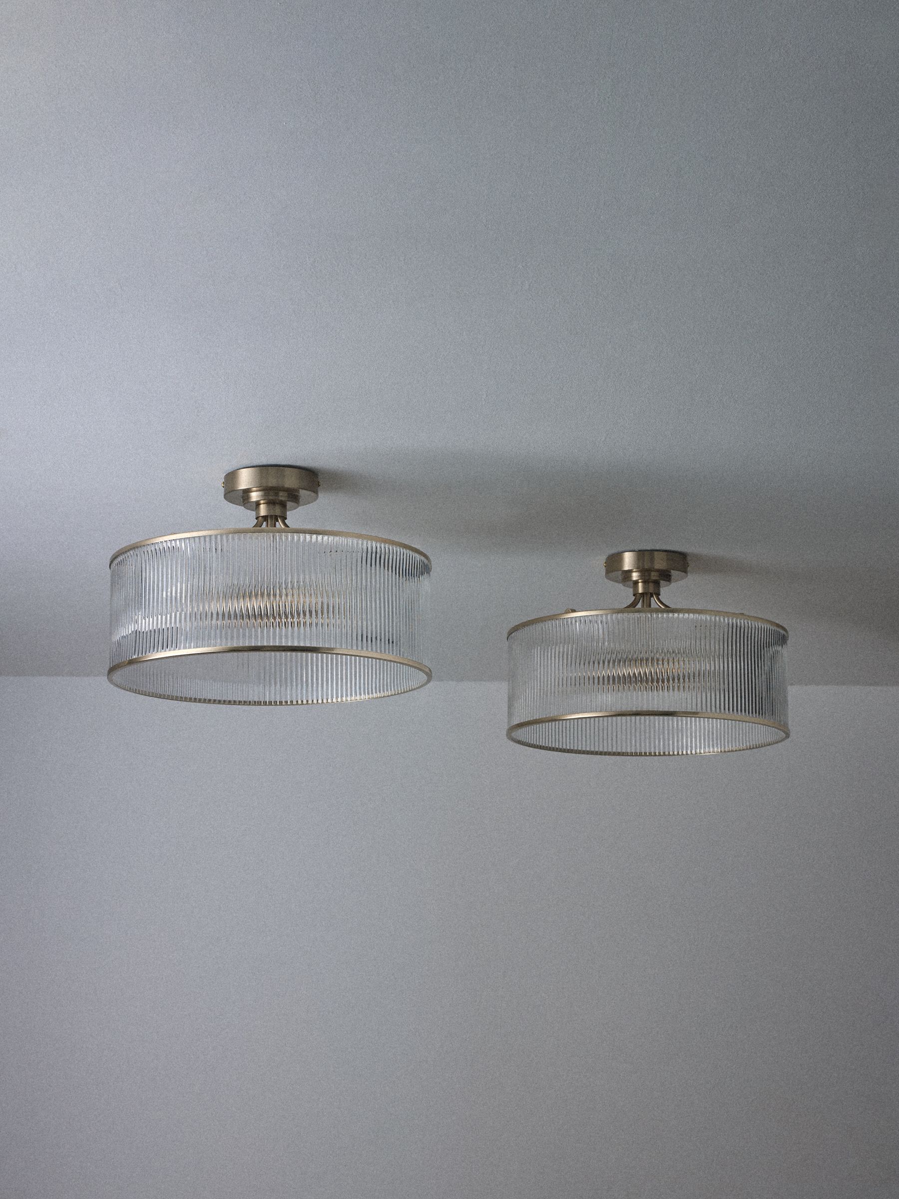 The Set 2 Pack Brass Ribbed Glass 2 Light Flush Ceiling Lights - Image 4 of 7