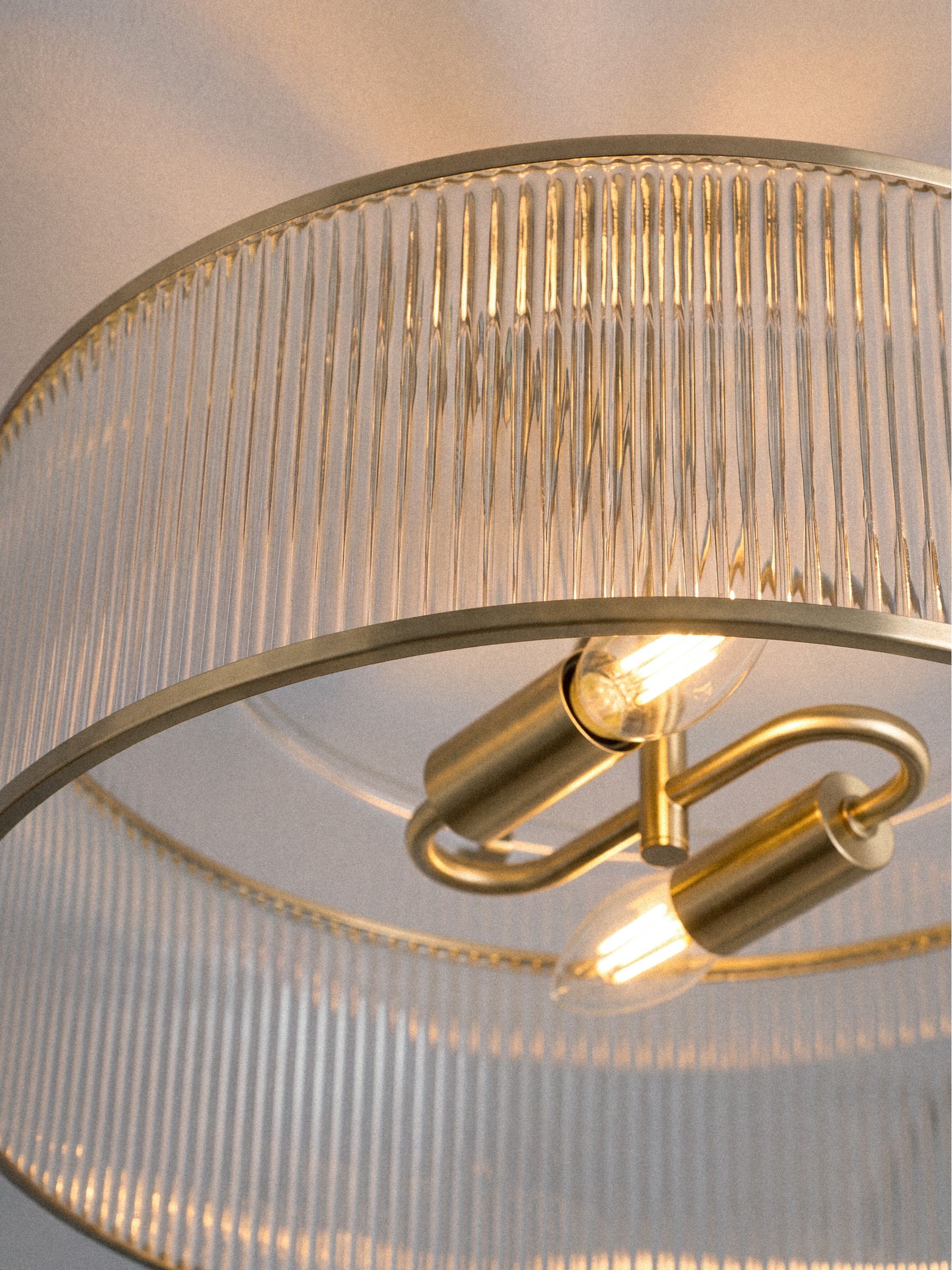 The Set 2 Pack Brass Ribbed Glass 2 Light Flush Ceiling Lights - Image 7 of 7