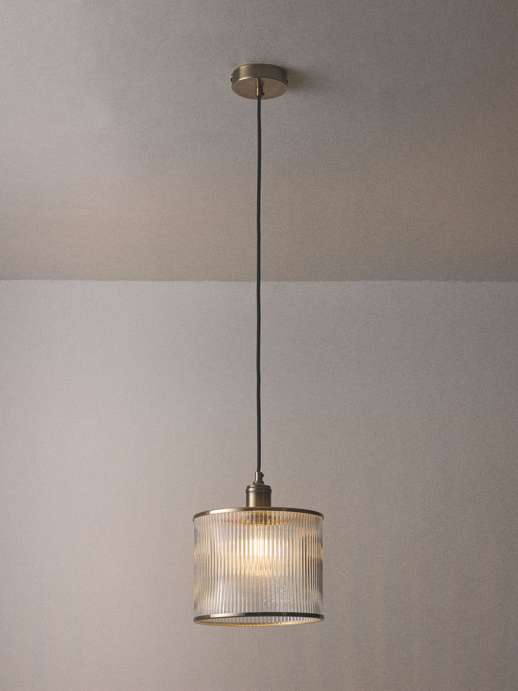 The Set 2 Pack Brass Ribbed Glass Easy Fit Shade Ceiling Lights - Image 4 of 6
