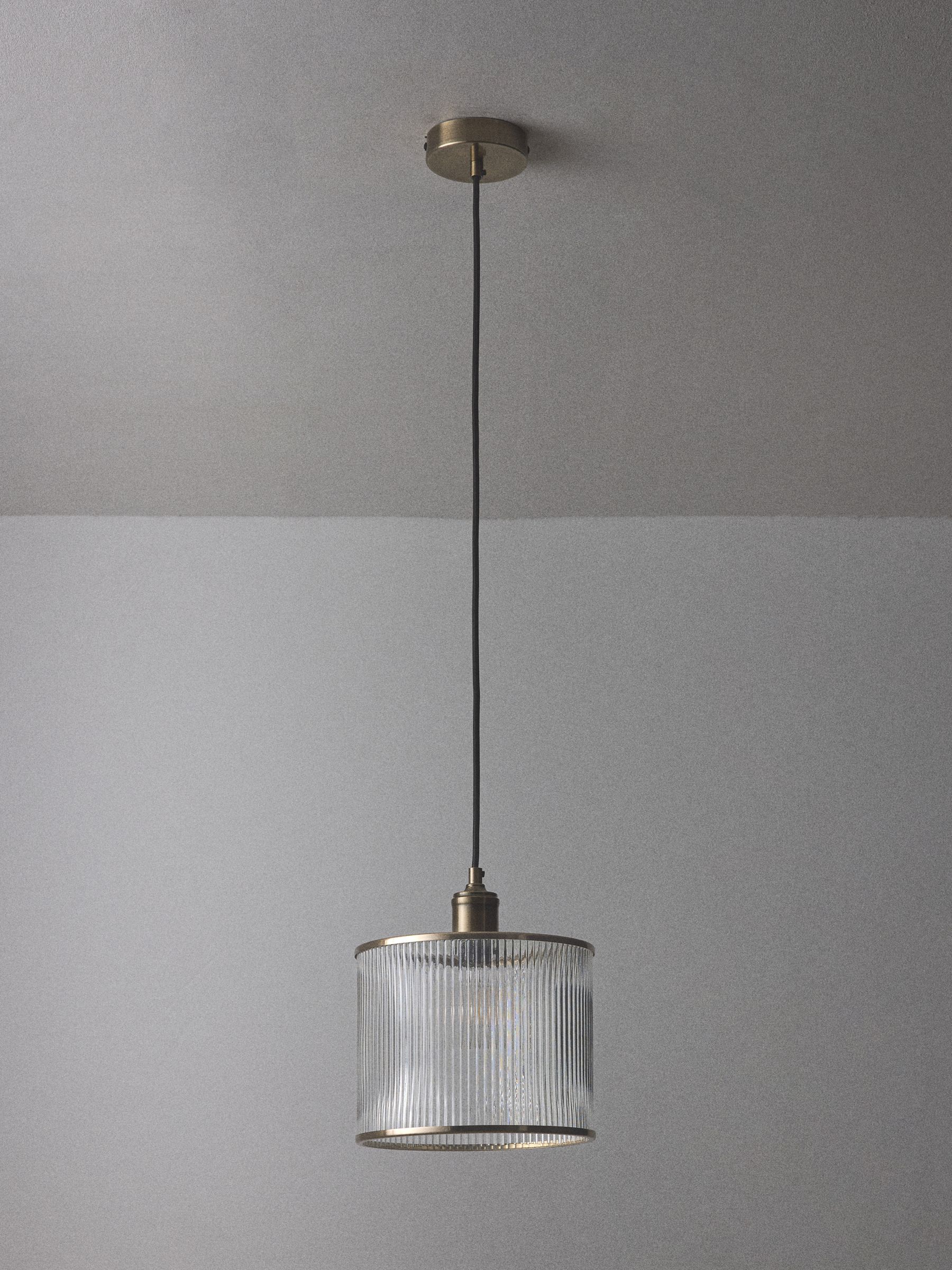 The Set 2 Pack Brass Ribbed Glass Easy Fit Shade Ceiling Lights - Image 5 of 6