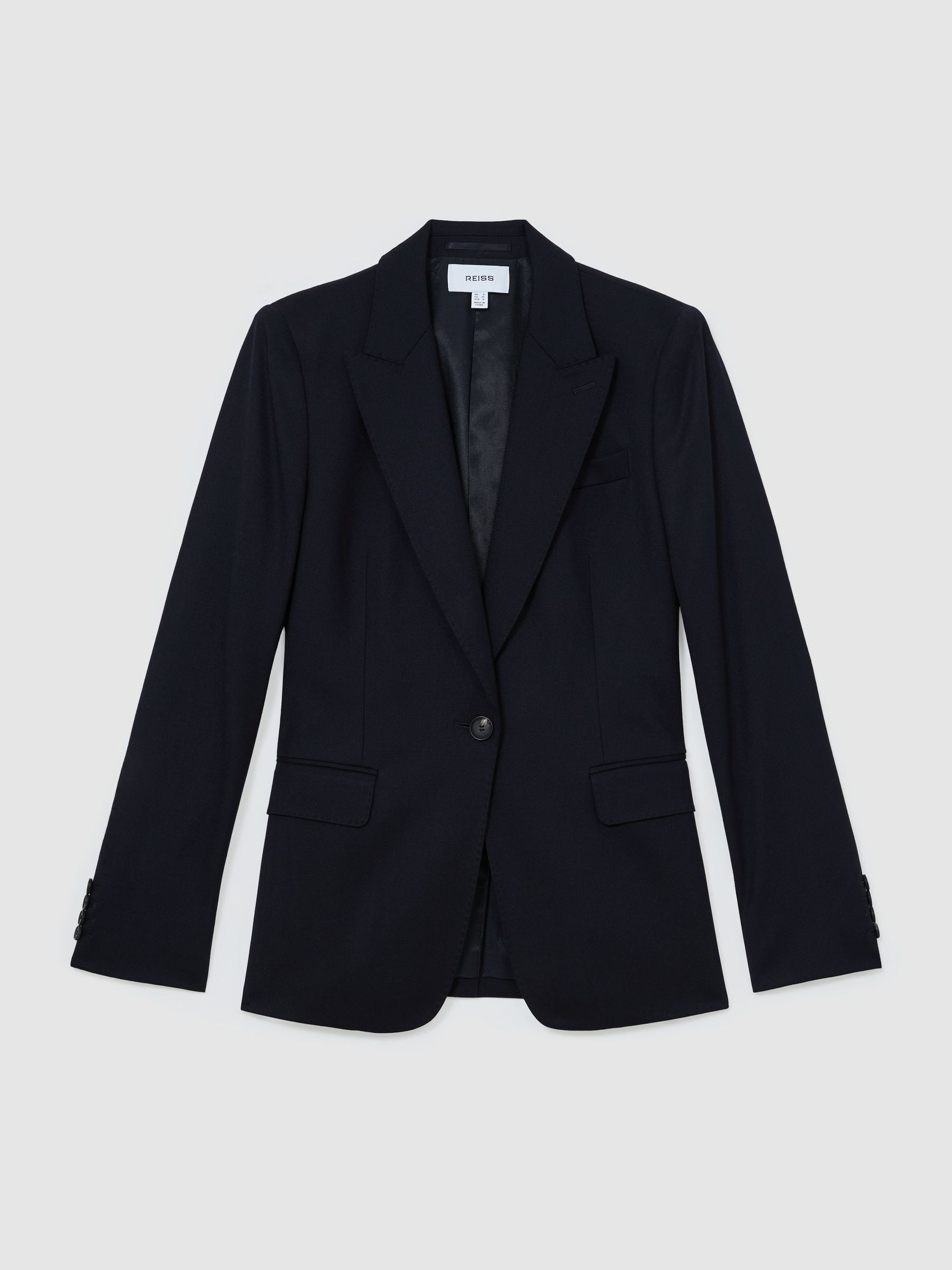 Wool-Blend Single-Breasted Suit Blazer in Navy - Image 2 of 9