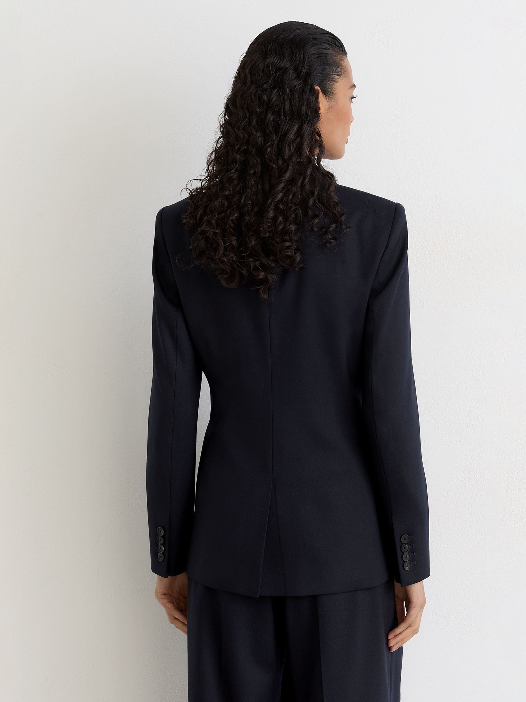 Wool-Blend Single-Breasted Suit Blazer in Navy - Image 6 of 9