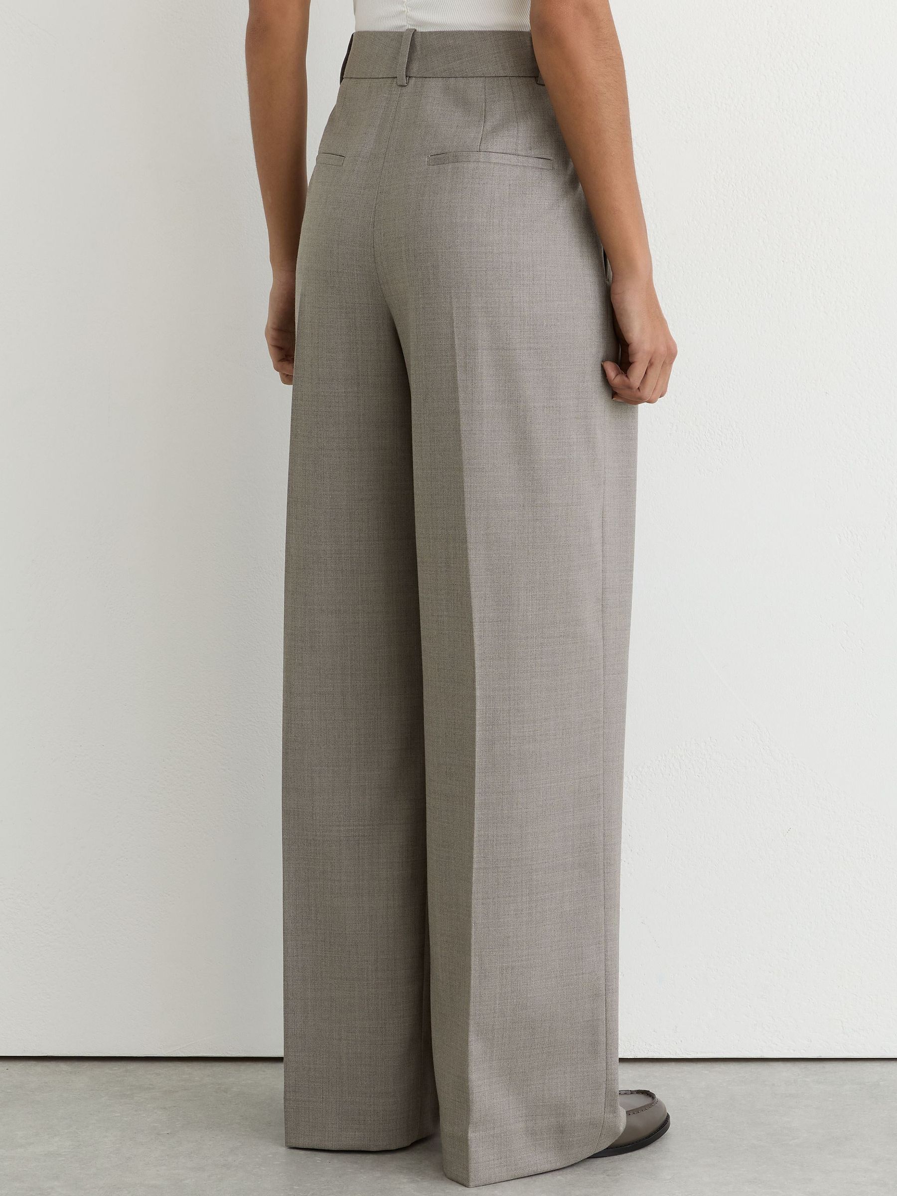 Petite Wool-Blend Wide-Leg Pleated Trousers in Light Grey - Image 7 of 9