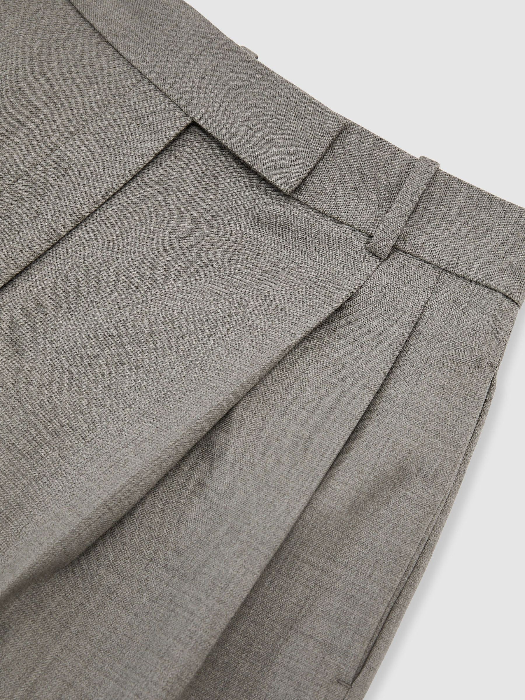 Petite Wool-Blend Wide-Leg Pleated Trousers in Light Grey - Image 8 of 9