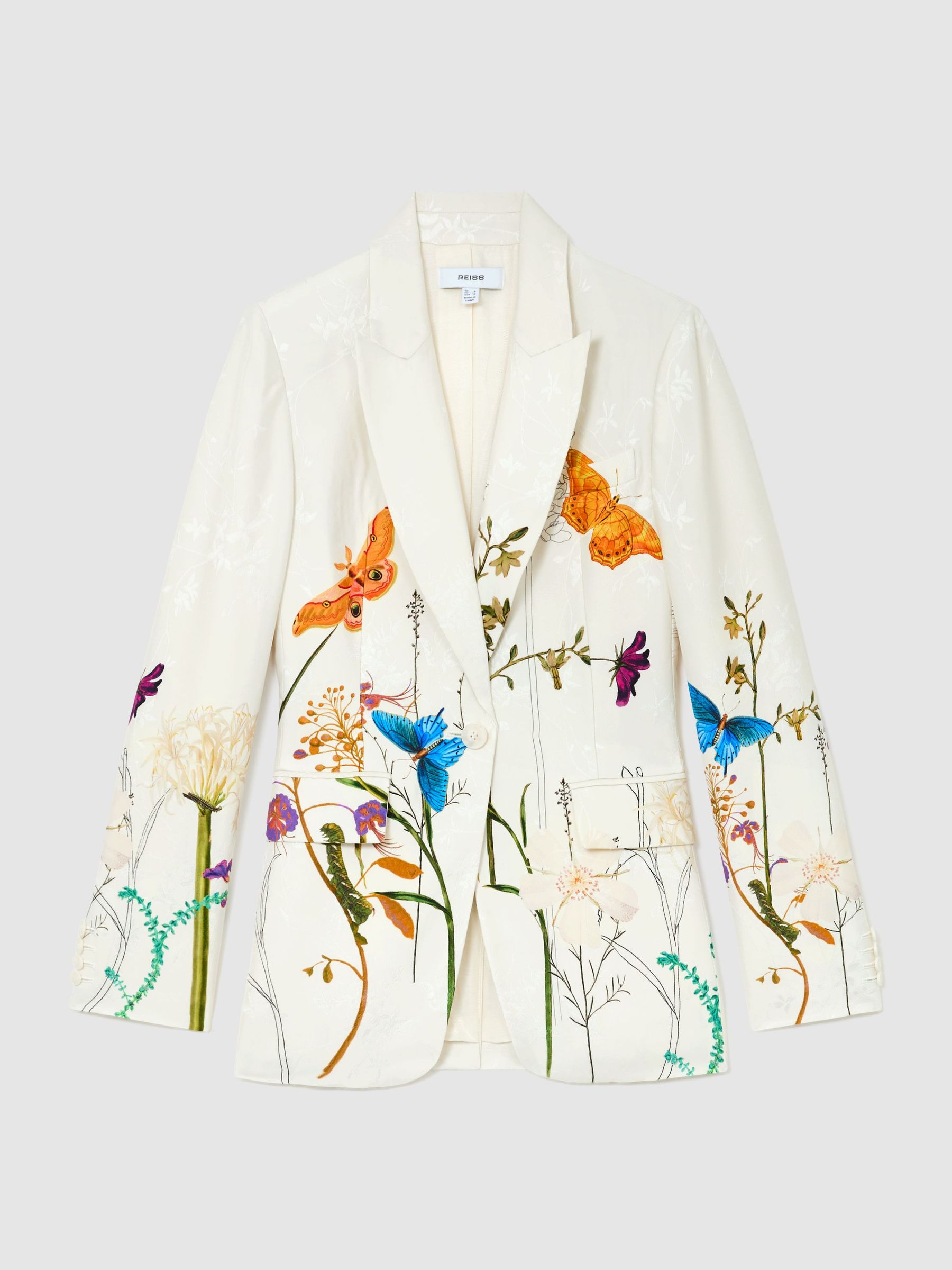 Reiss | NYBG Printed Single-Breasted Suit Blazer in Ivory - Image 2 of 6