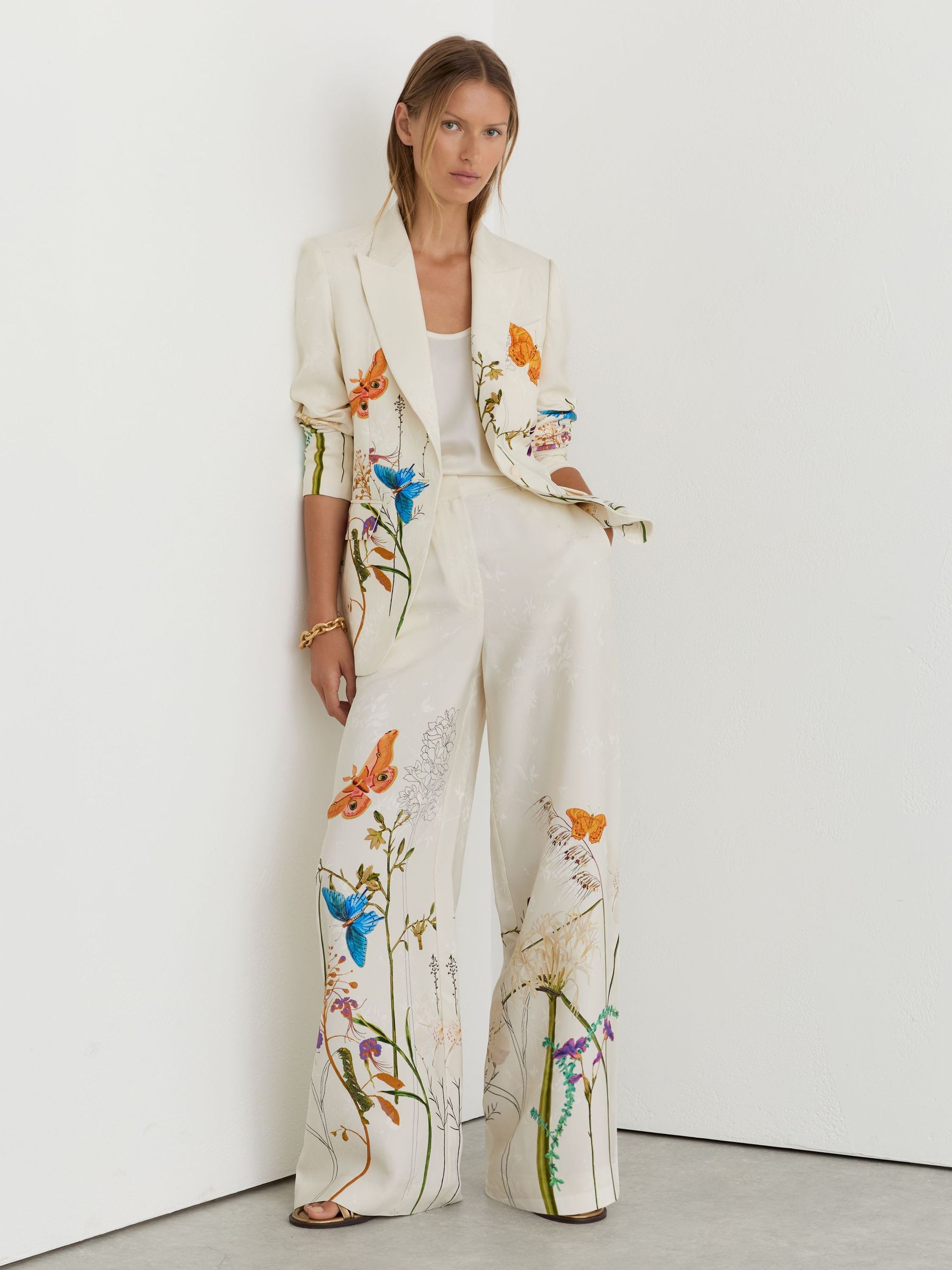 Reiss | NYBG Printed Single-Breasted Suit Blazer in Ivory - Image 3 of 6