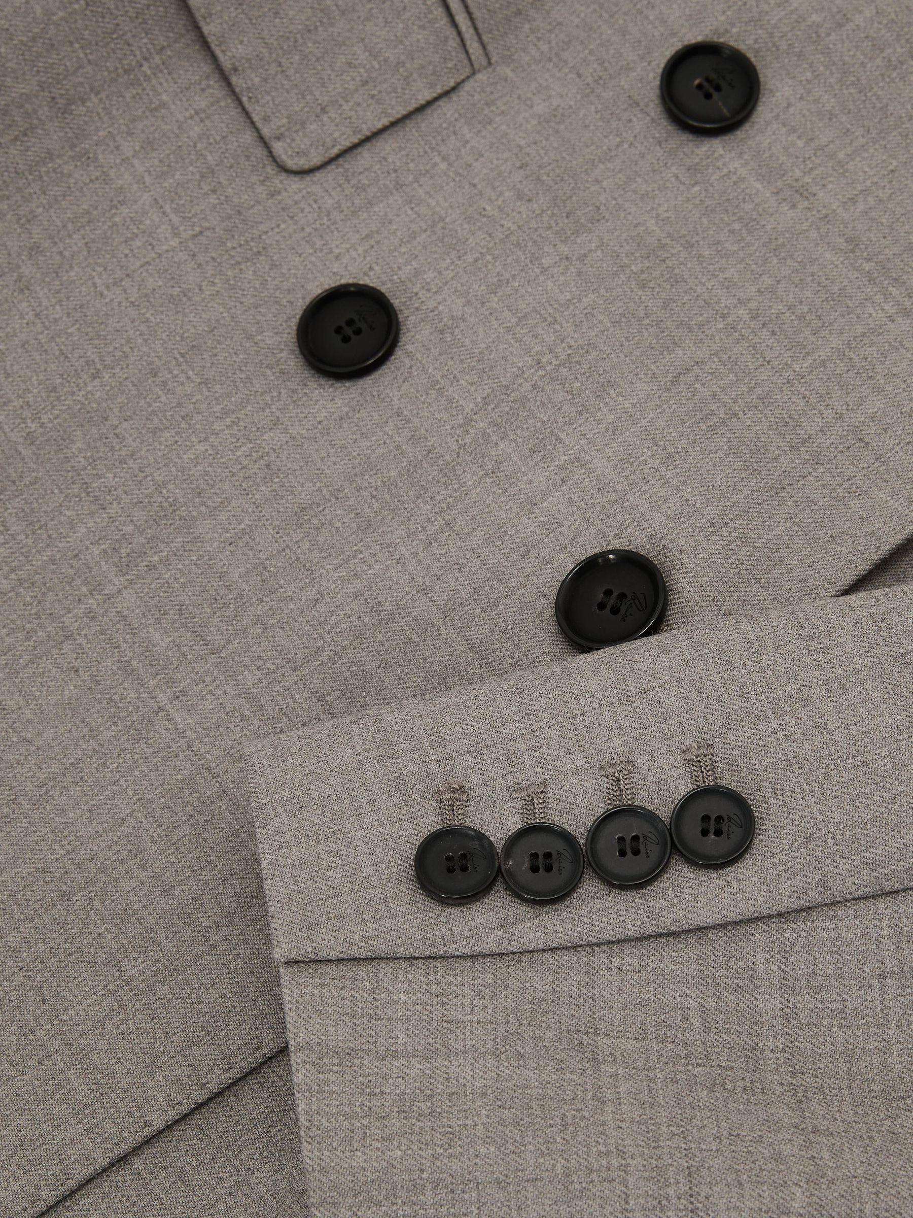 Petite Wool-Blend Double-Breasted Blazer in Light Grey - Image 8 of 9