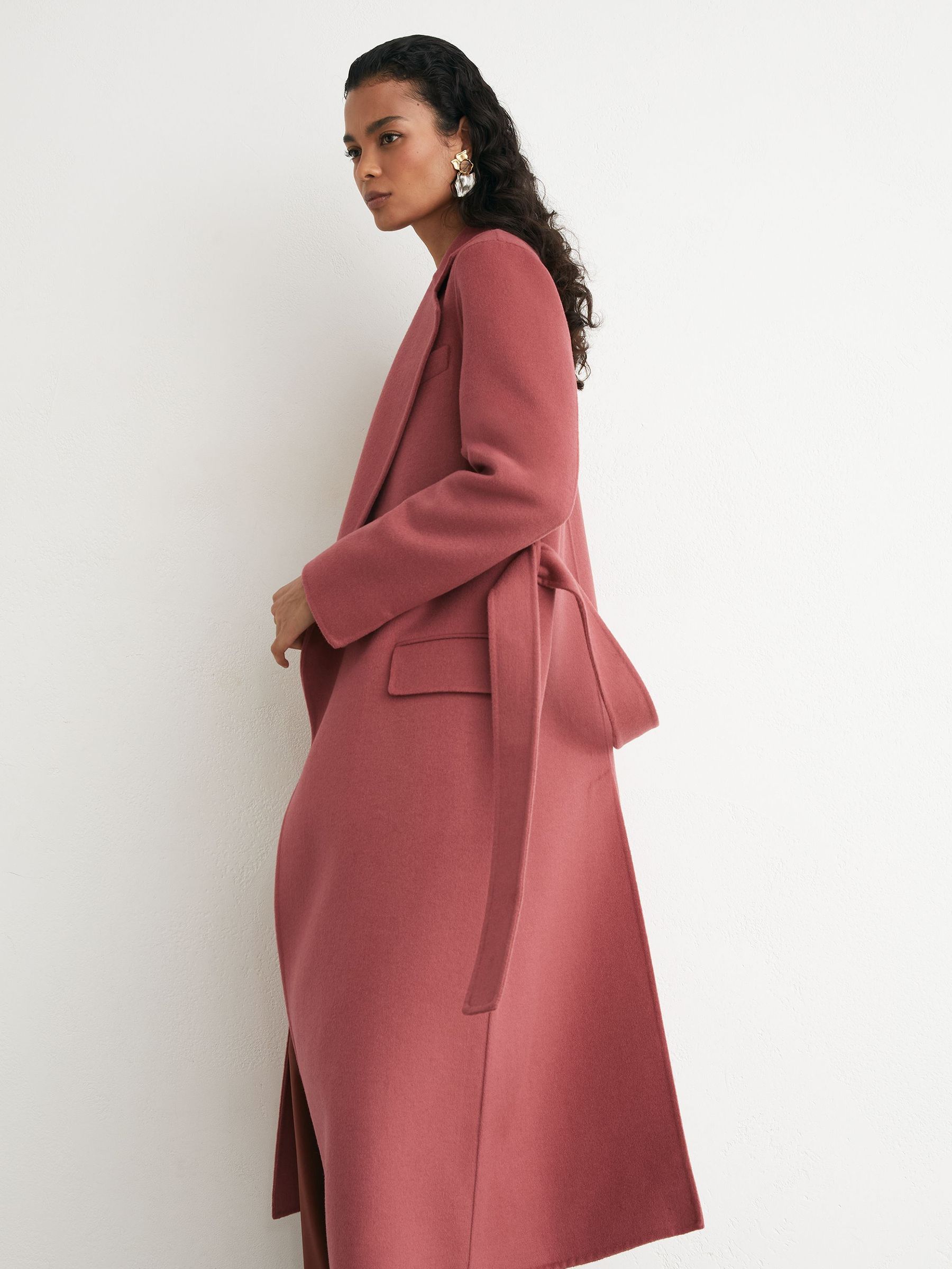 Petite Wool-Blend Double-Breasted Blind-Seam Coat in Pink - Image 3 of 9