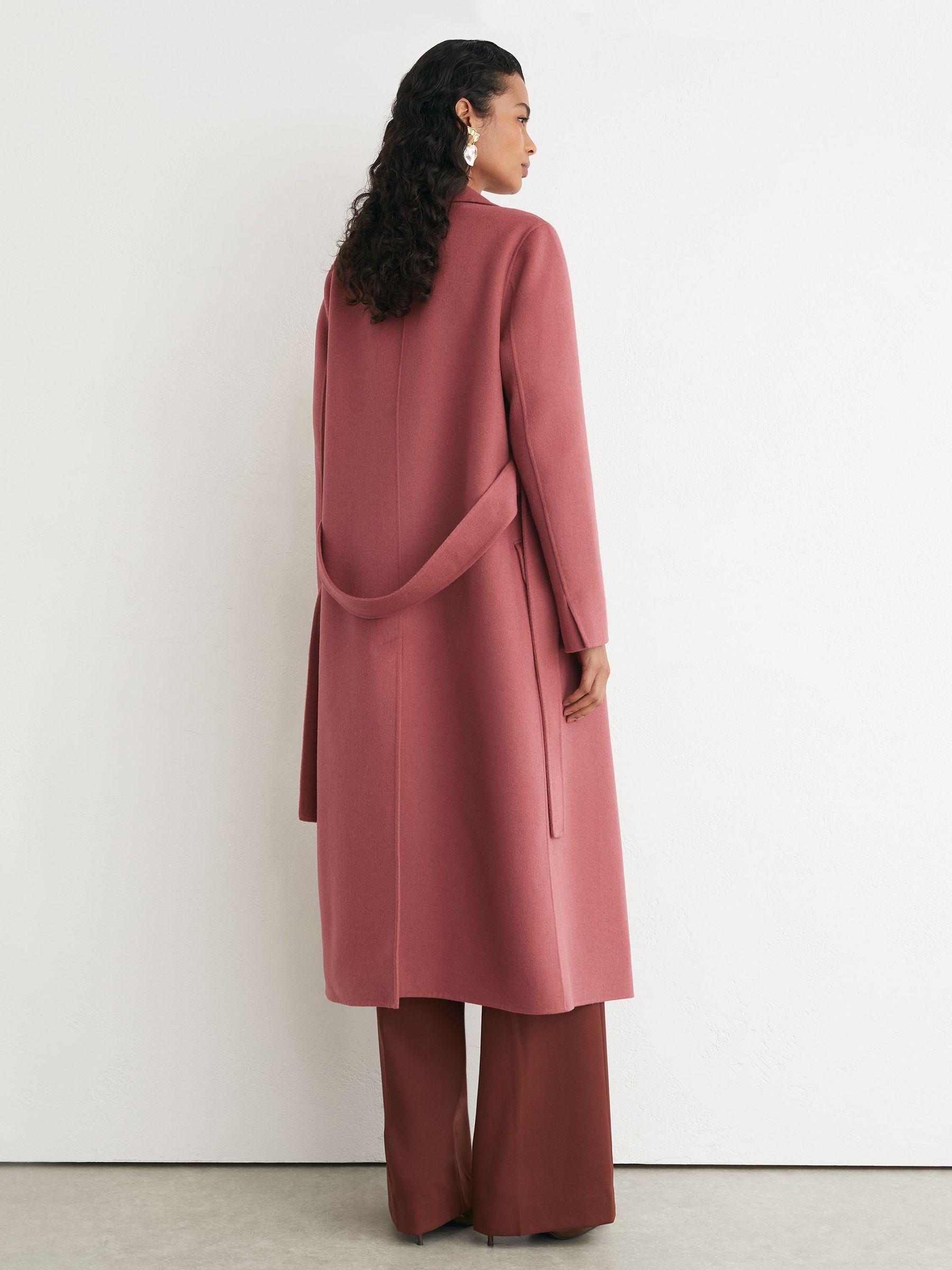 Petite Wool-Blend Double-Breasted Blind-Seam Coat in Pink - Image 4 of 9