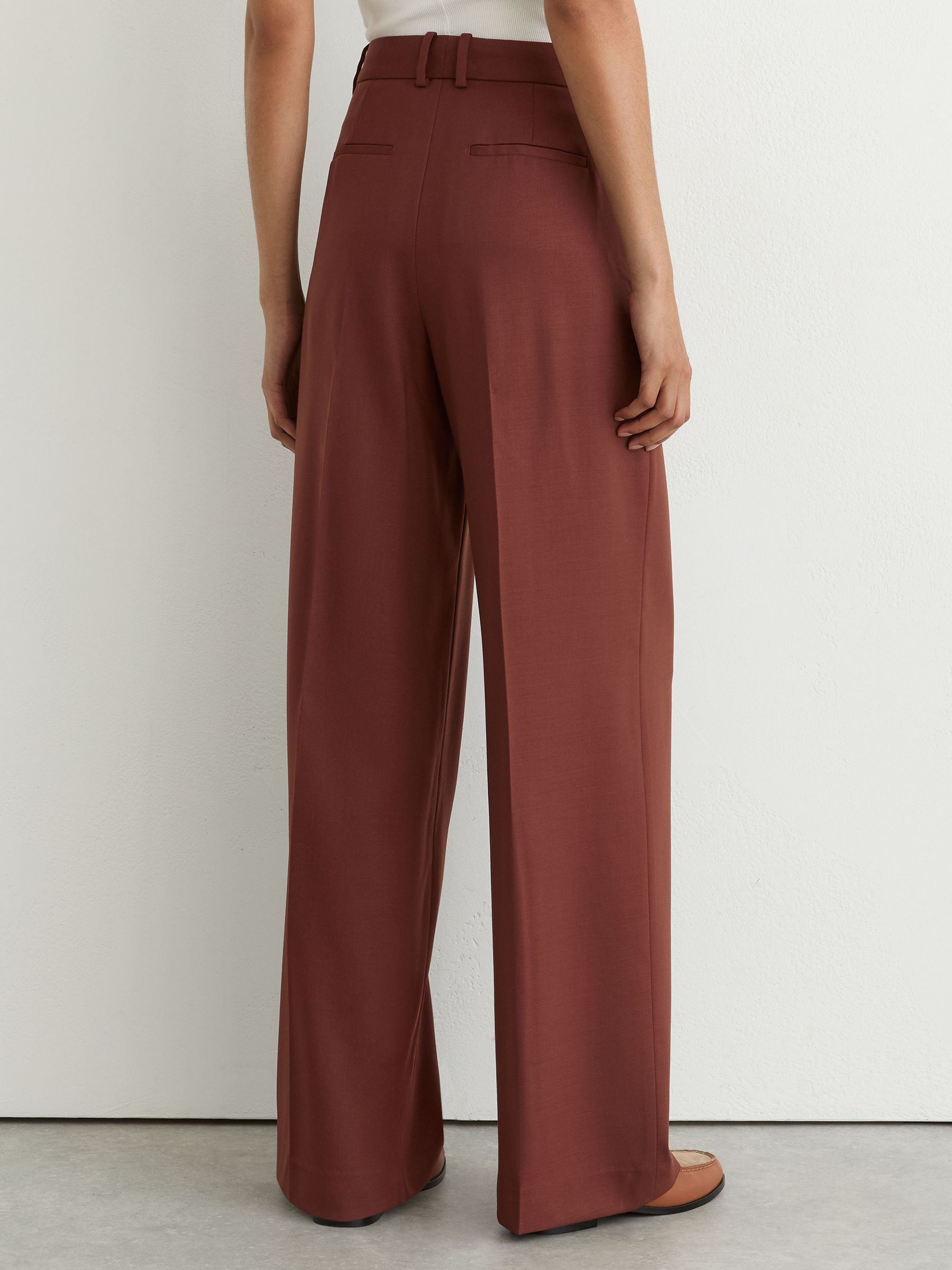 Petite Wool-Blend Wide-Leg Suit Trousers in Brick Red - Image 5 of 8