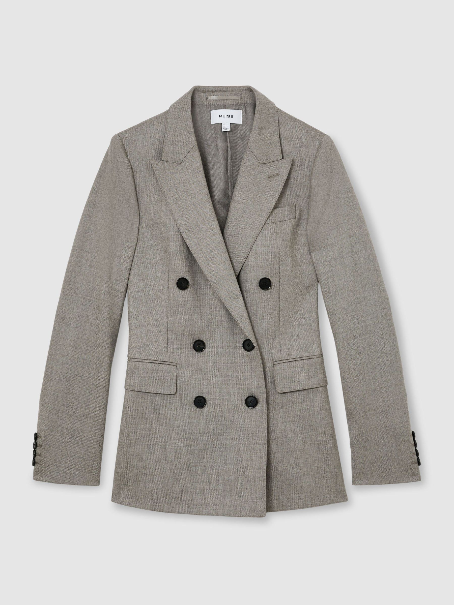 Wool-Blend Double-Breasted Blazer in Light Grey - Image 2 of 8