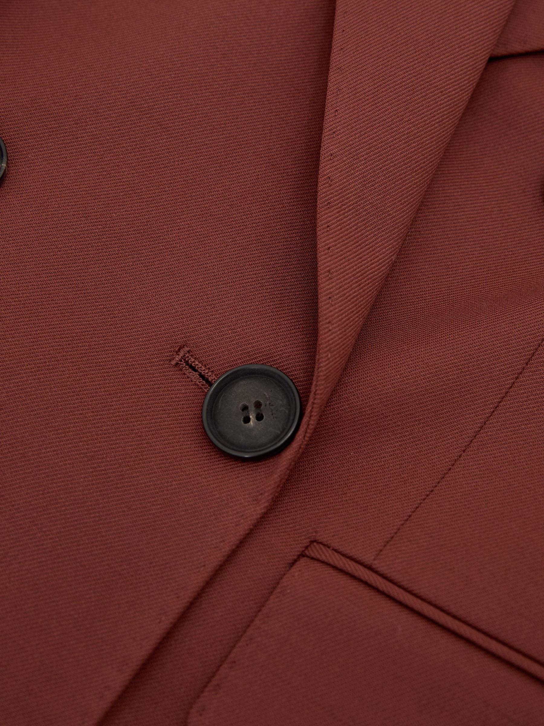 Petite Wool-Blend Double-Breasted Suit Blazer in Brick Red - Image 8 of 9