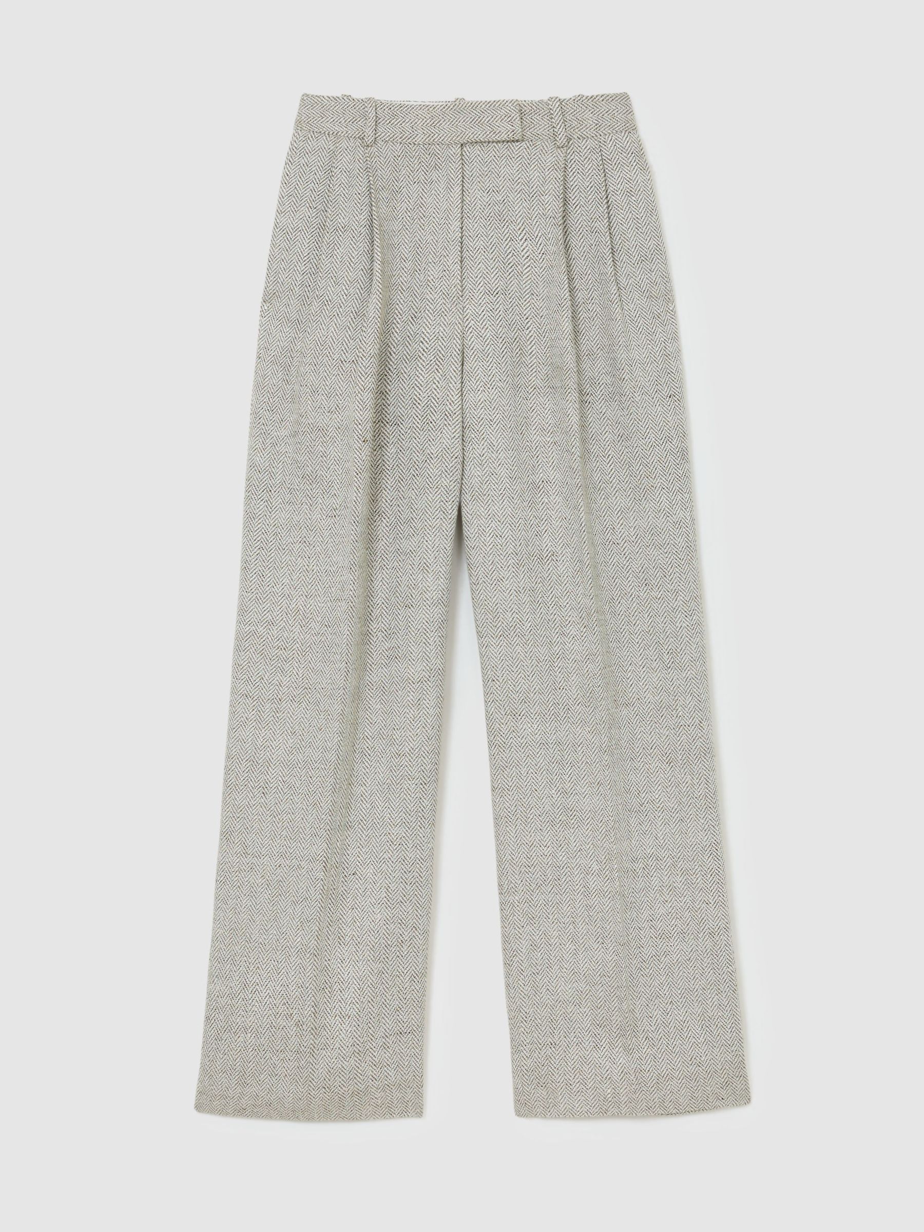 Herringbone Linen-Blend Straight-Leg Suit Trousers in Neutral - Image 2 of 8 Herringbone Linen-Blend Straight-Leg Suit Trousers in Neutral - Image 2 of 8
