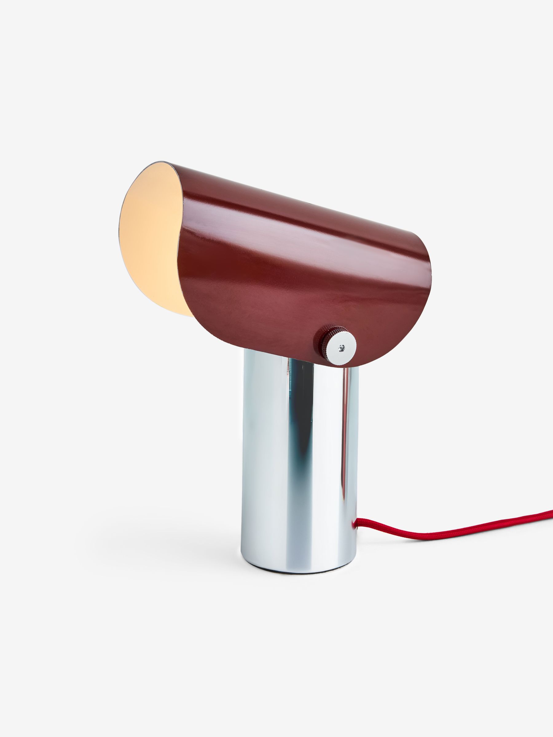 Curve Table Lamp in Chrome & Red - Image 5 of 6