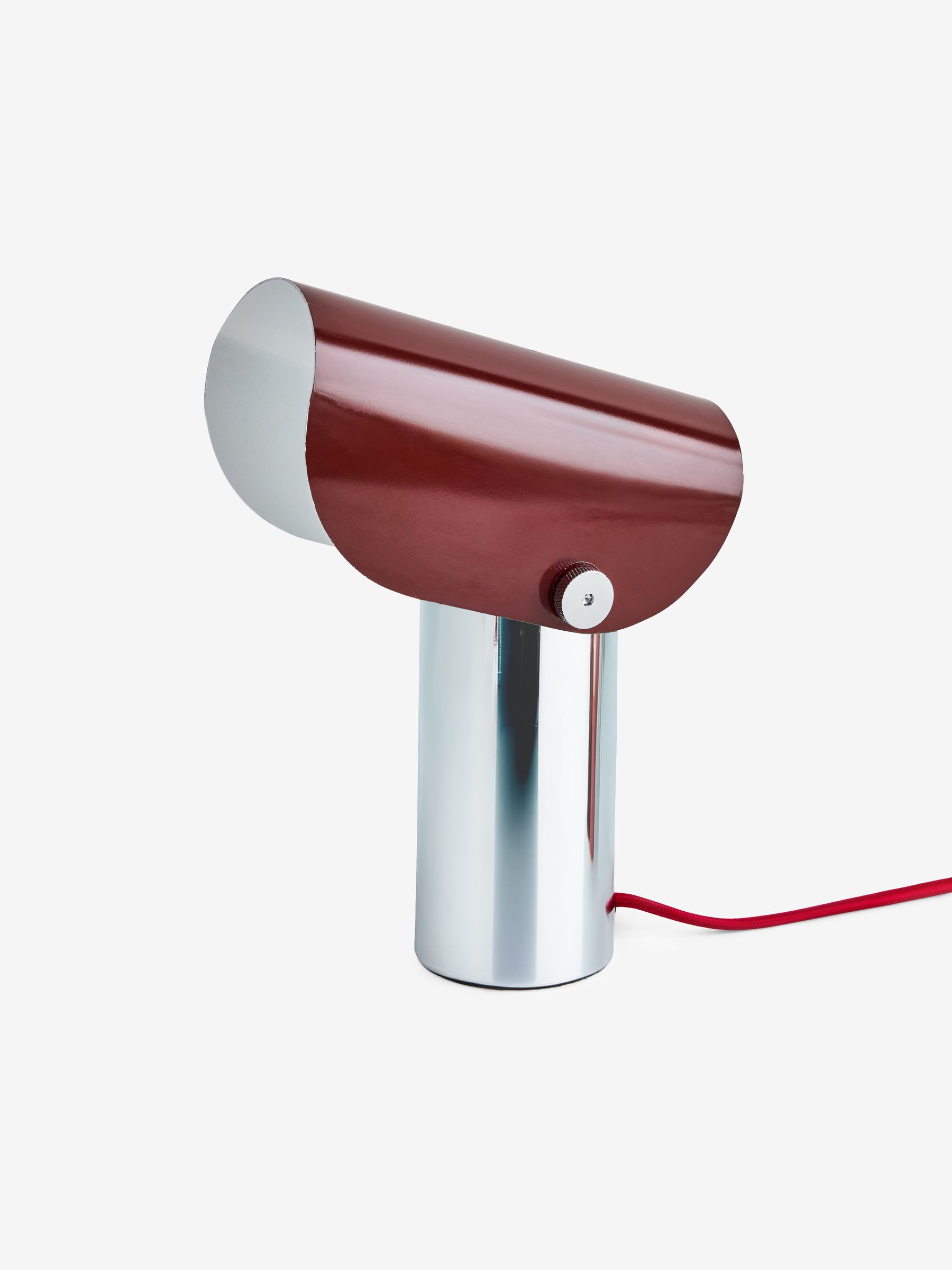 Curve Table Lamp in Chrome & Red - Image 6 of 6