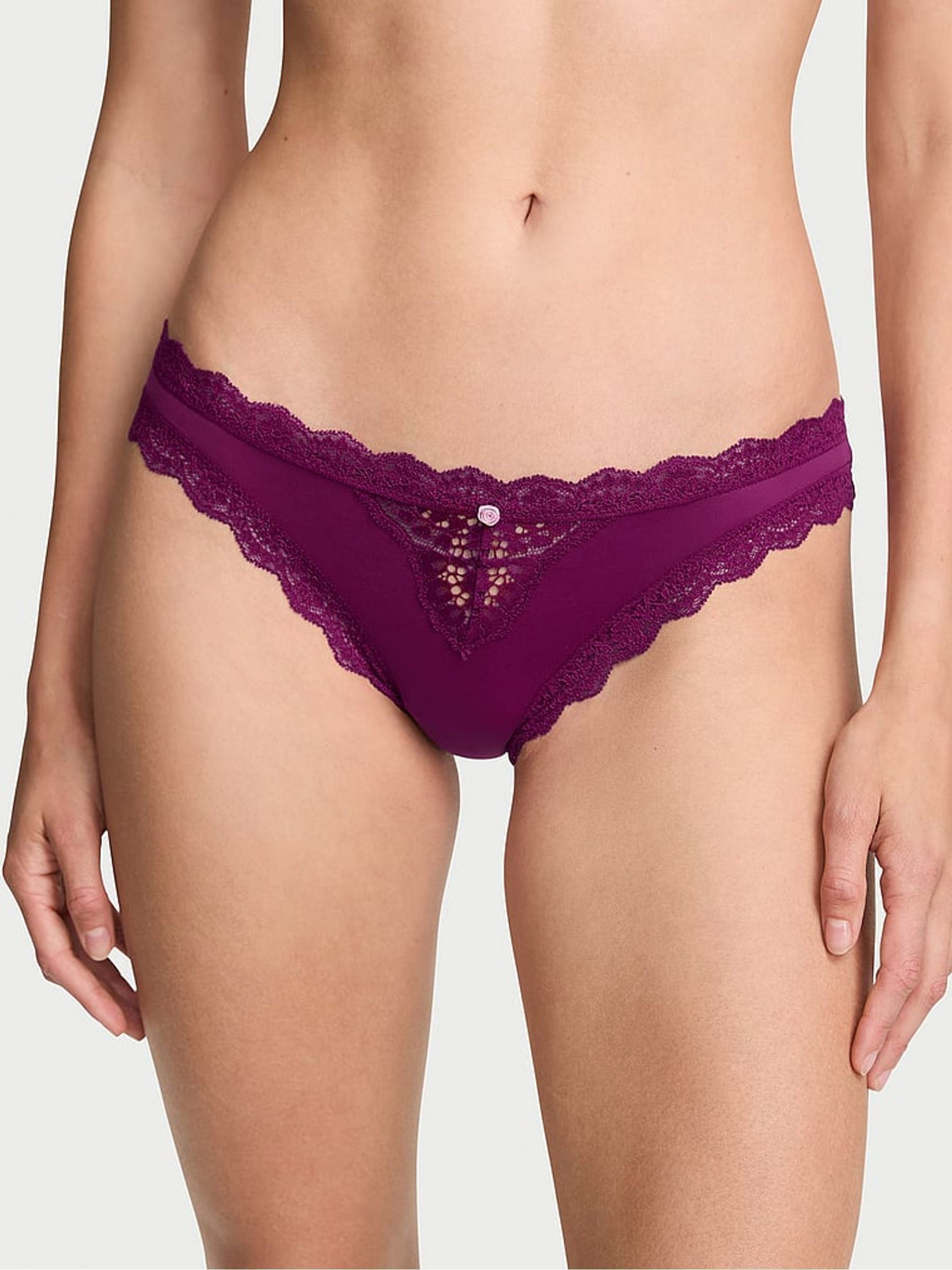 Rhubarb Purple Lace Trim Bikini Knickers - Image 1 of 2 Rhubarb Purple Lace Trim Bikini Knickers - Image 1 of 2