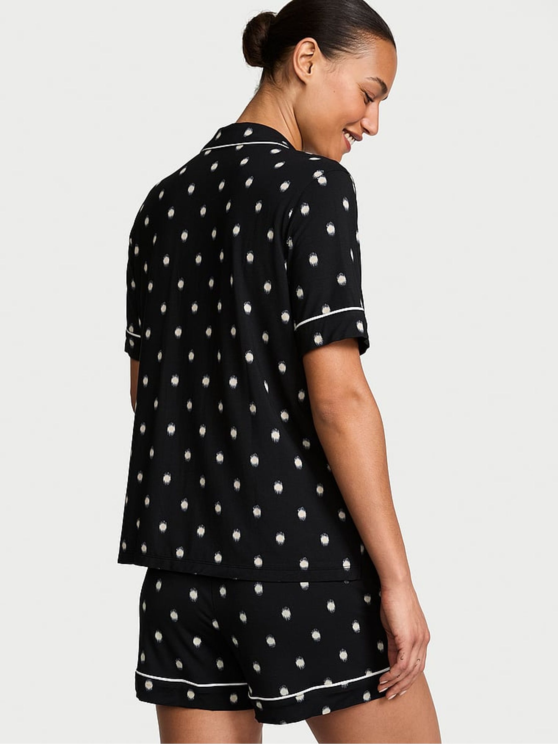 Black Polka Dot Modal Short Pyjamas Set - Image 2 of 2